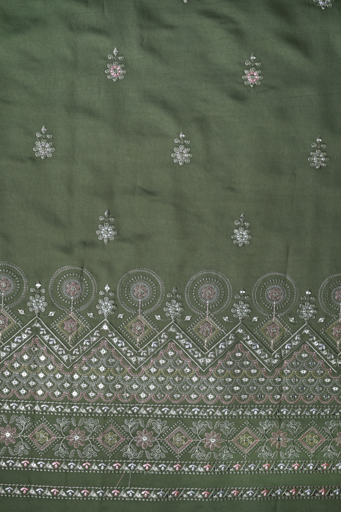 Embroidered Fabric with Sequin & Mirror Work Detailing