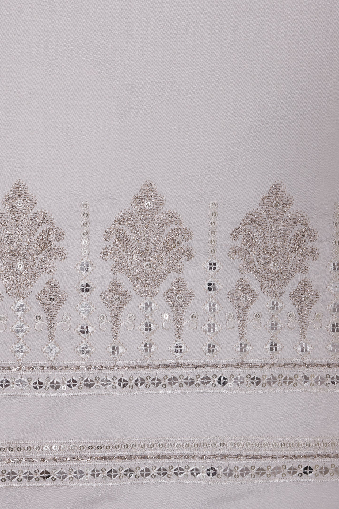 Thread & Sequin Neck Panel on Roman Silk