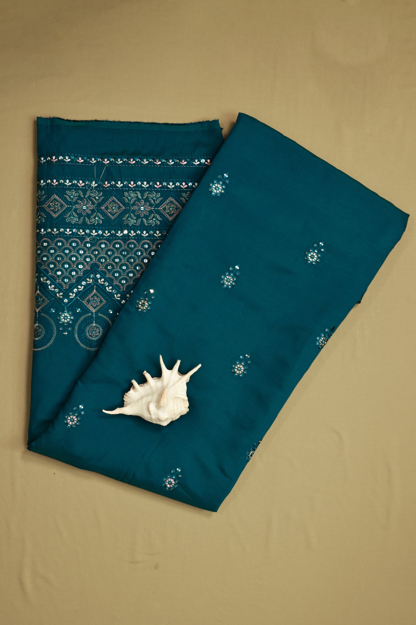 Embroidered Fabric with Sequin & Mirror Work Detailing