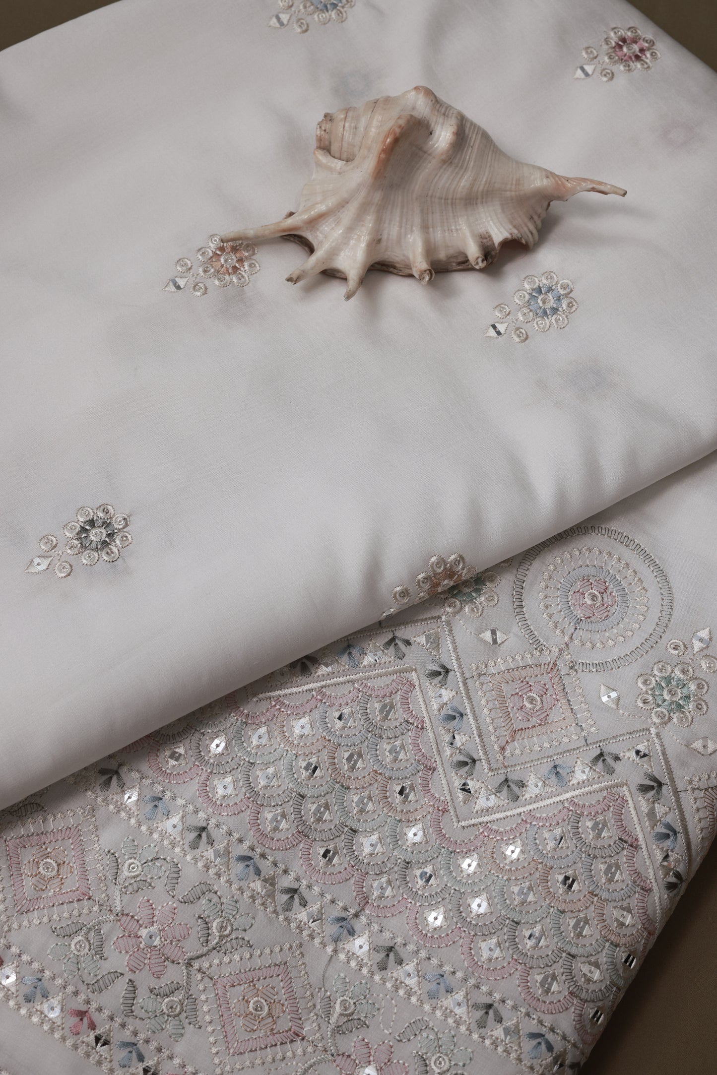Embroidered Fabric with Sequin & Mirror Work Detailing
