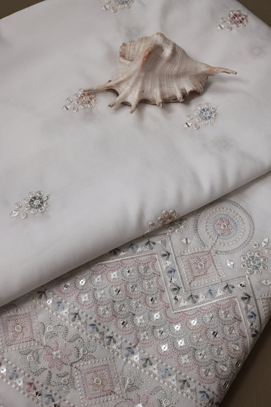 Embroidered Fabric with Sequin & Mirror Work Detailing