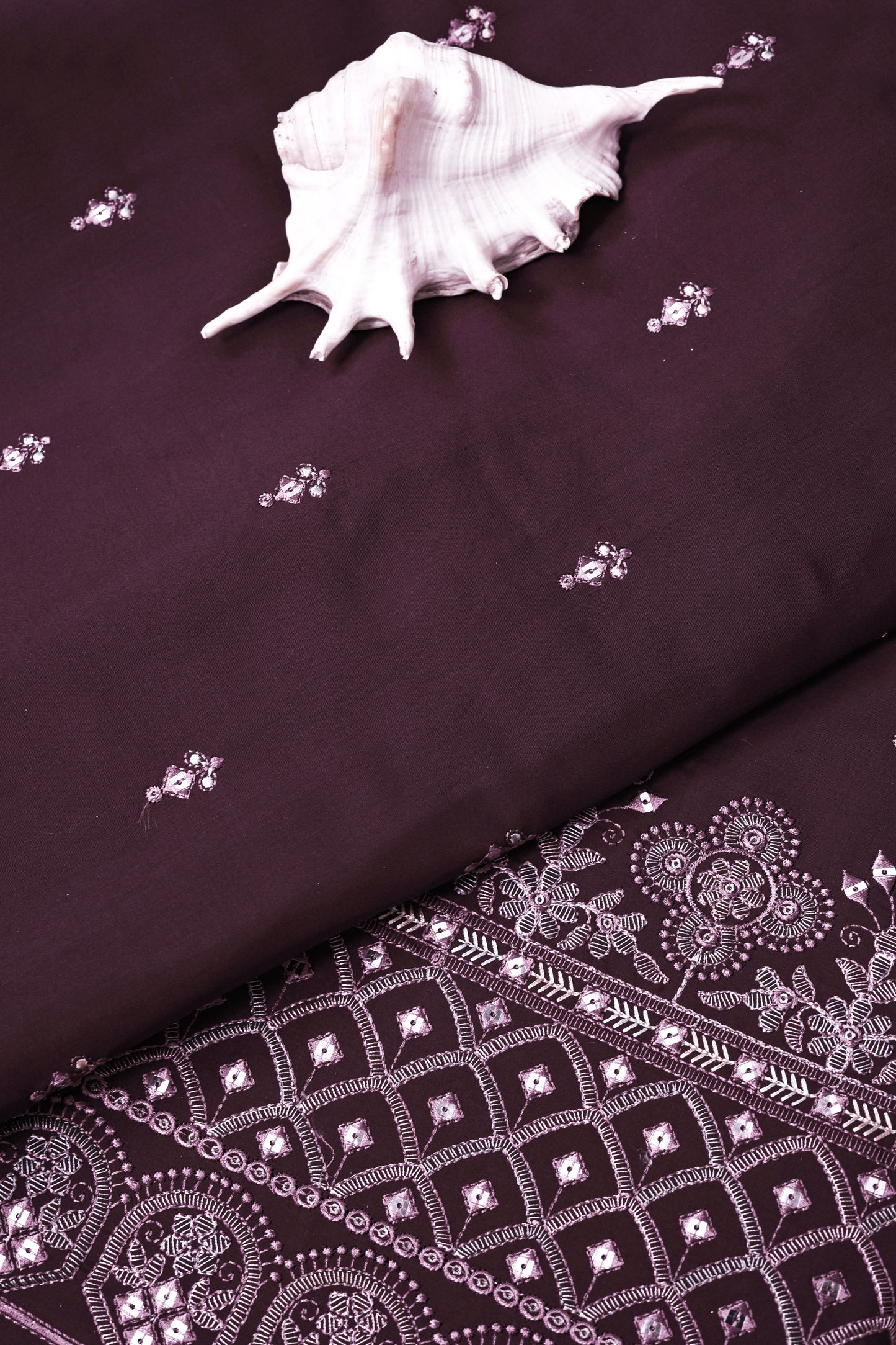 Embroidered Fabric with Sequin & Mirror Accents