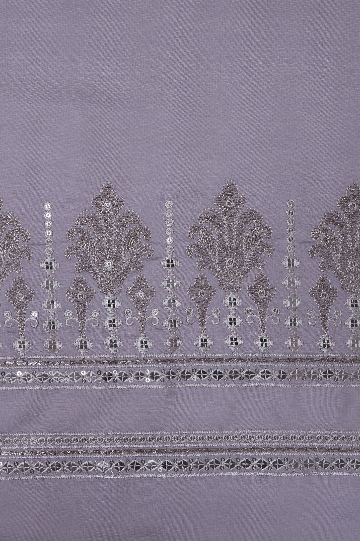 Thread & Sequin Neck Panel on Roman Silk