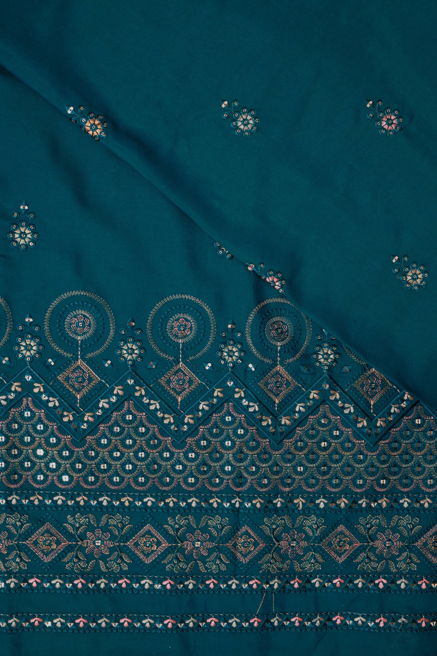 Embroidered Fabric with Sequin & Mirror Work Detailing