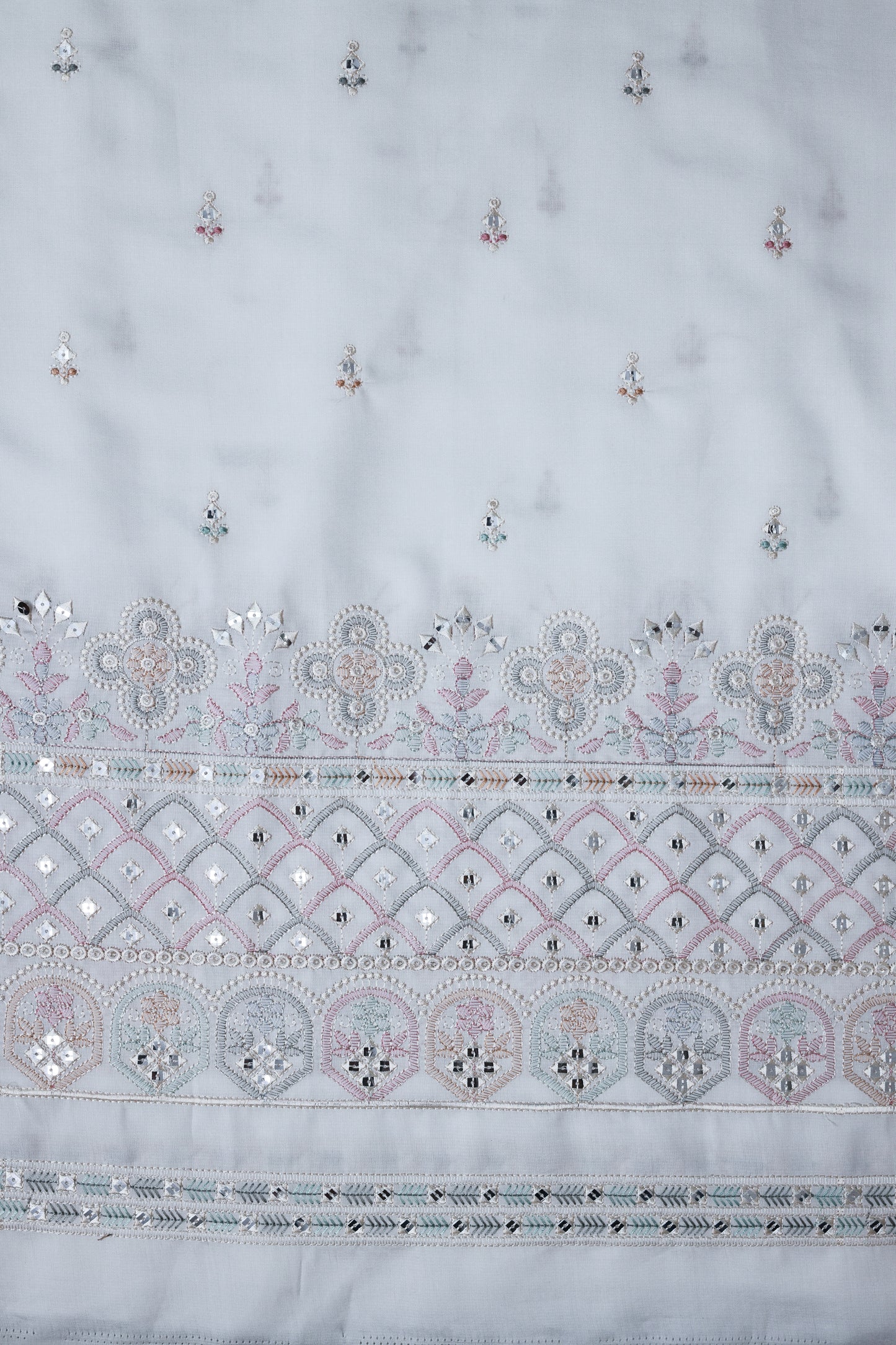 Embroidered Fabric with Sequin & Mirror Accents