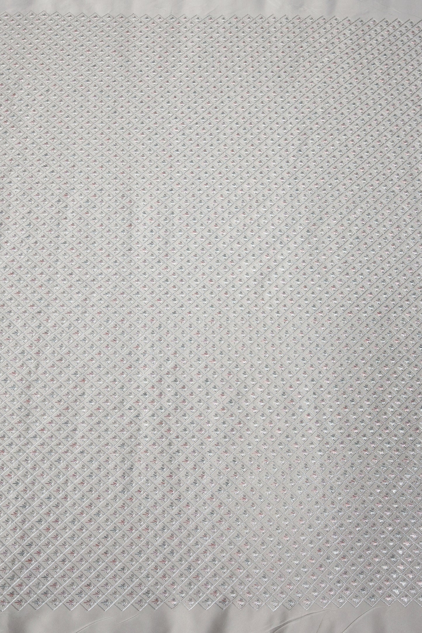 Gray Hexa Repeat Pattern On Silk