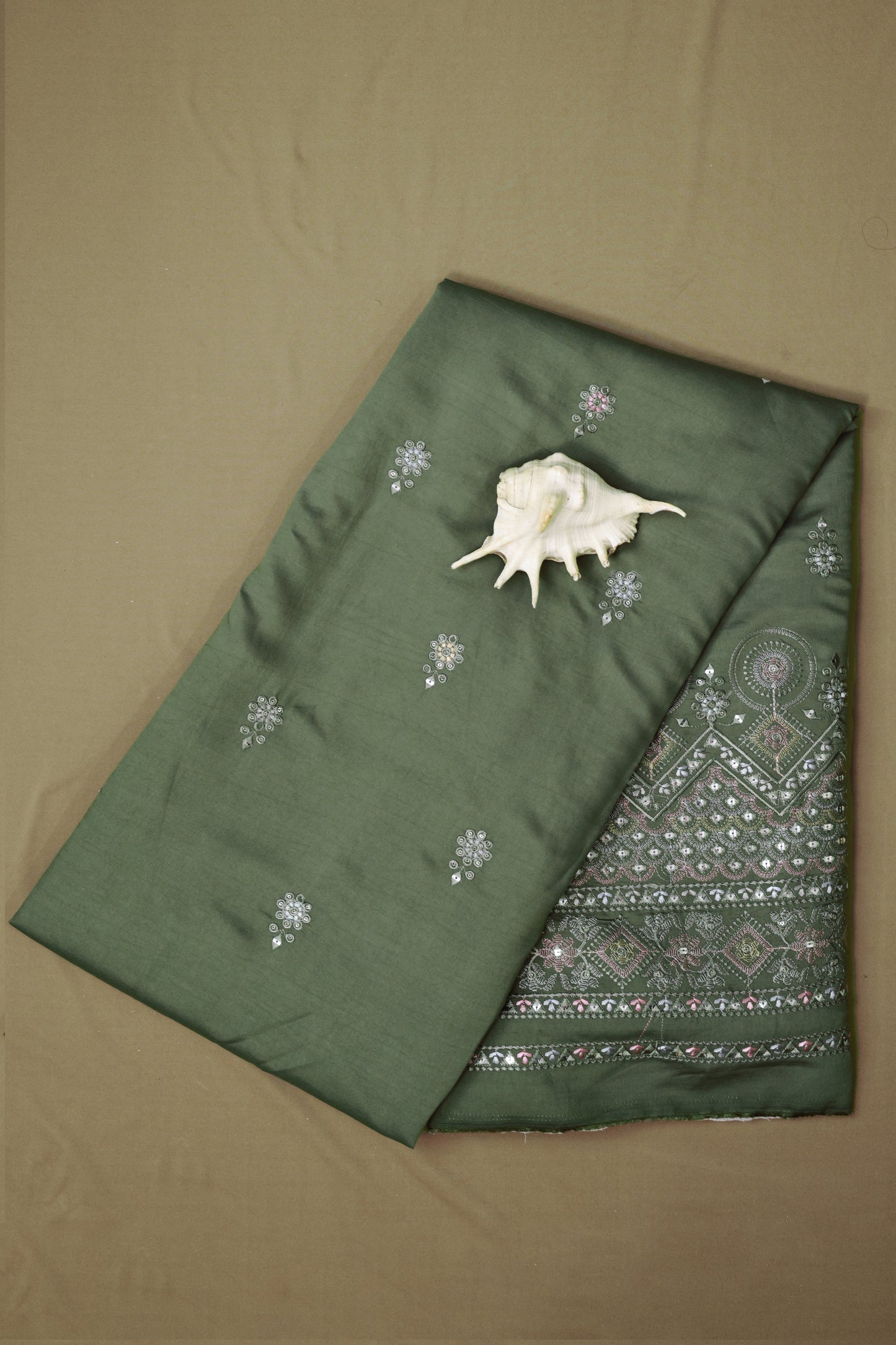Embroidered Fabric with Sequin & Mirror Work Detailing