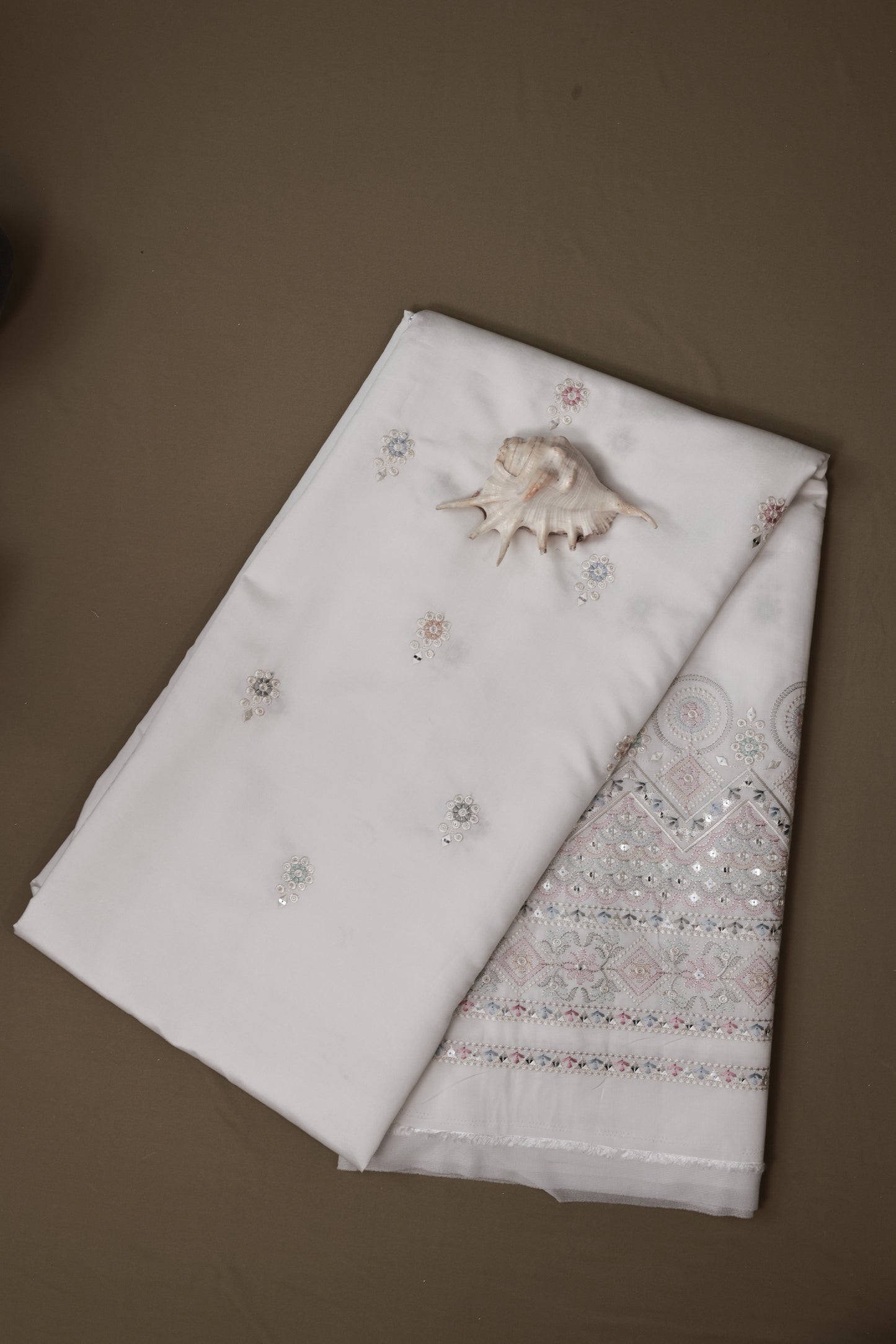 Embroidered Fabric with Sequin & Mirror Work Detailing