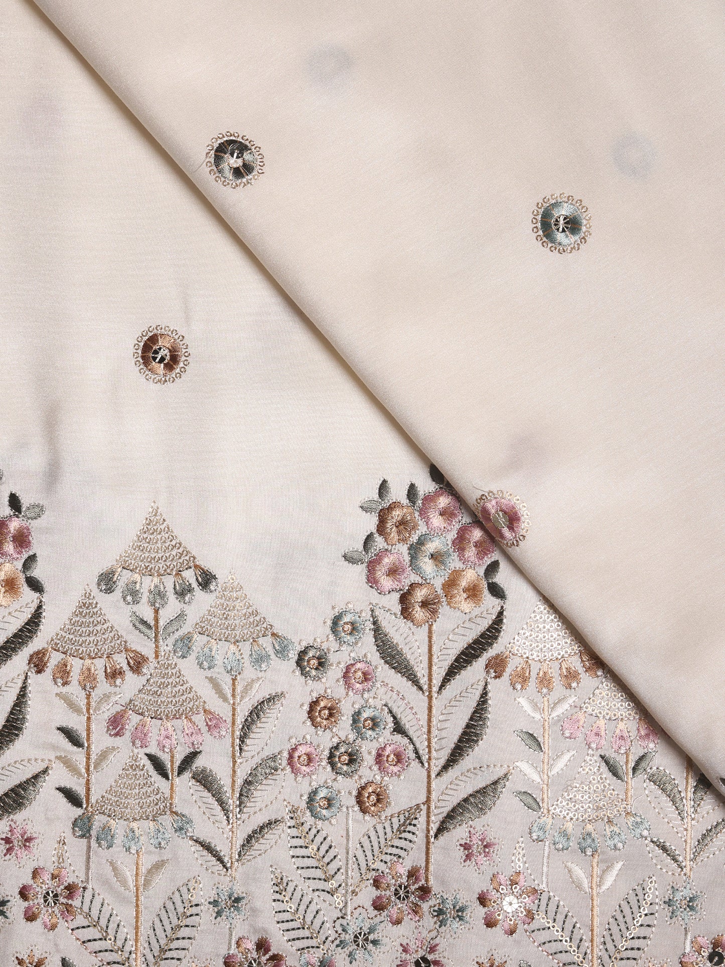 Viscose Silk Fabric with Butta & Heavy Border Work