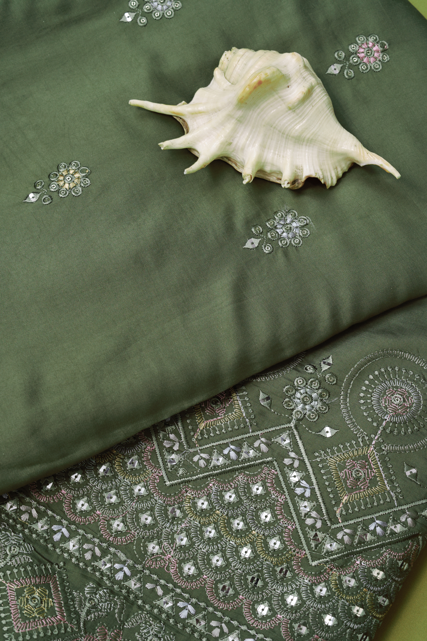 Embroidered Fabric with Sequin & Mirror Work Detailing