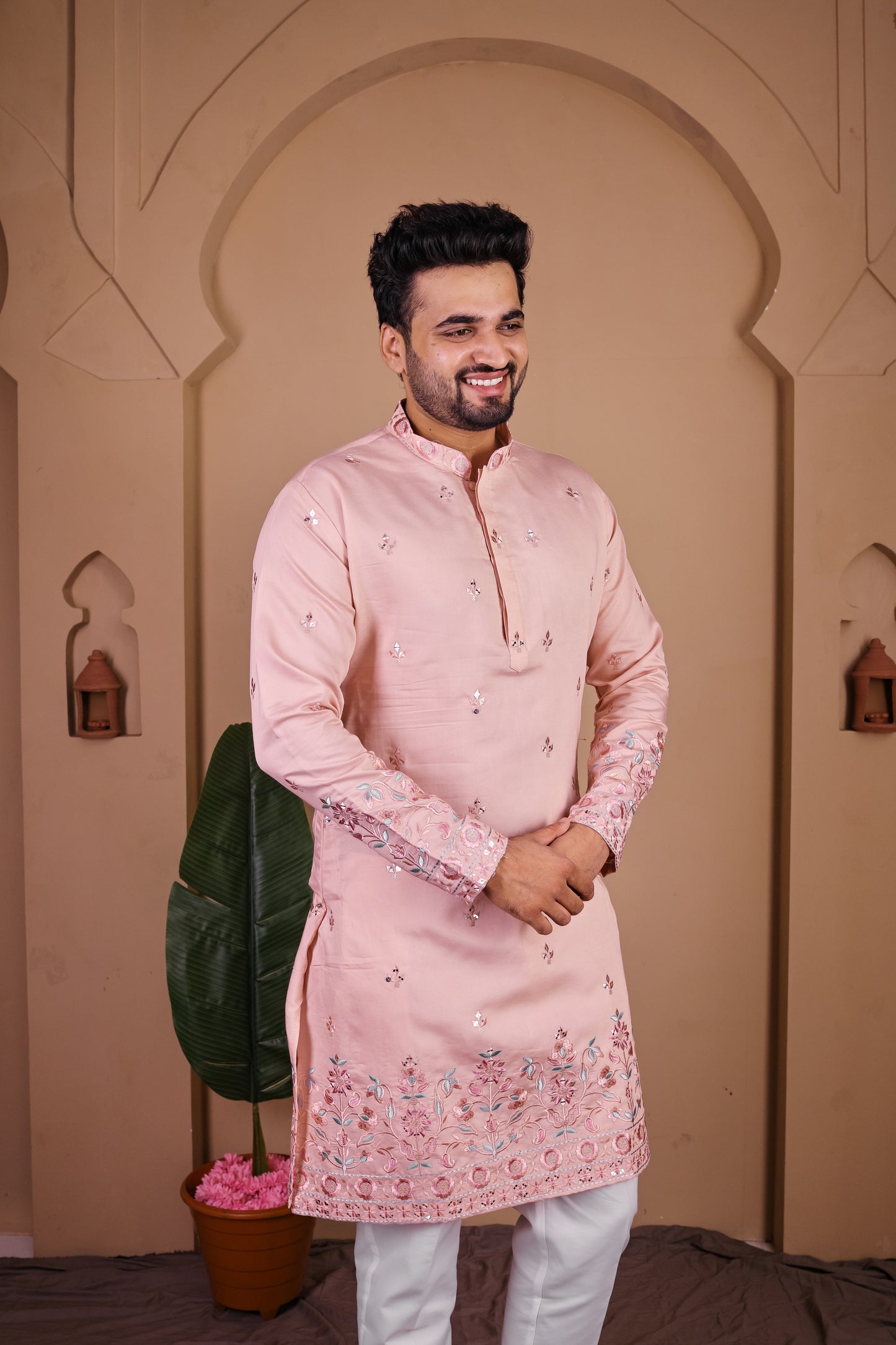 Artisan Kurta with Intricate Tree & Nature-Inspired Embroidery