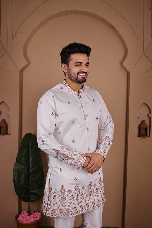 Artisan Kurta with Intricate Tree & Nature-Inspired Embroidery