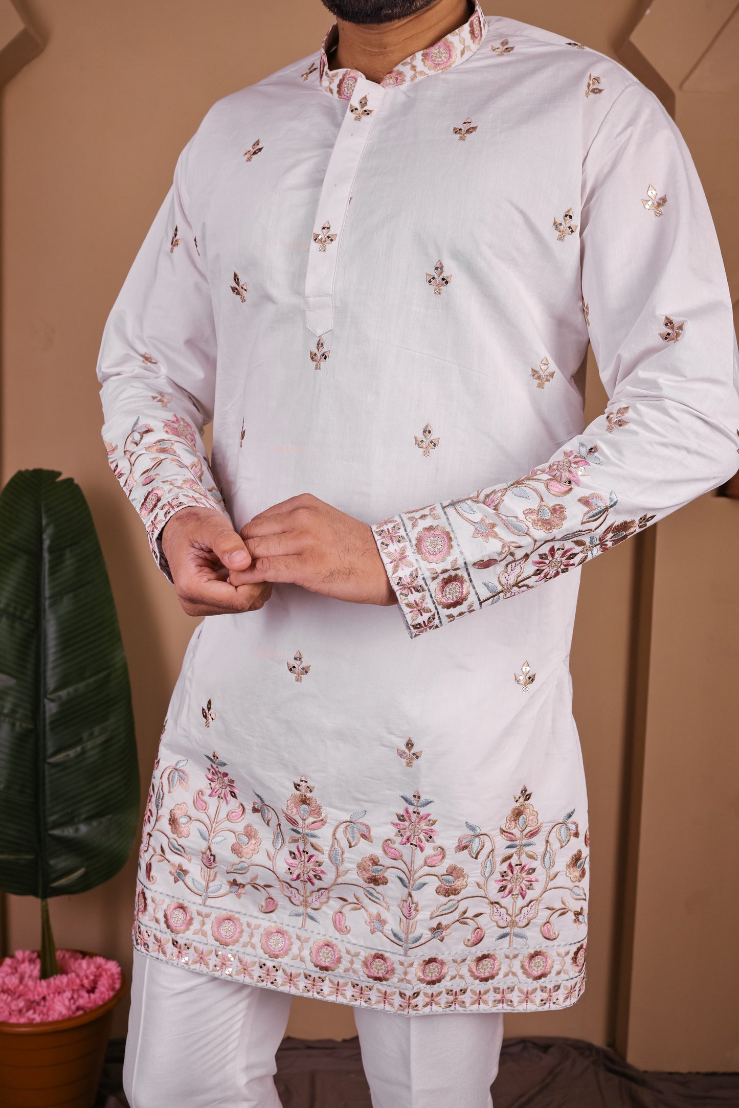 Artisan Kurta with Intricate Tree & Nature-Inspired Embroidery