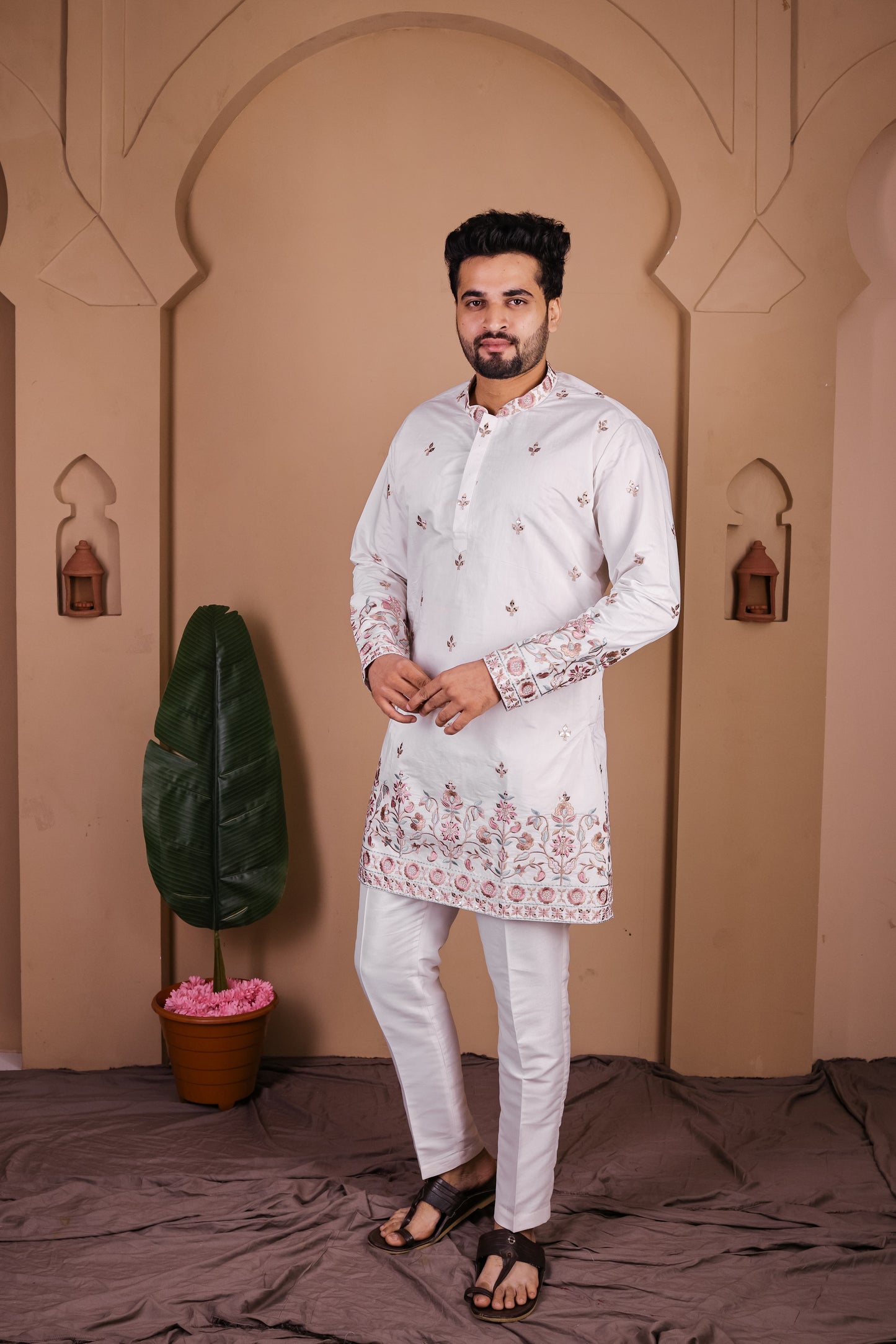 Artisan Kurta with Intricate Tree & Nature-Inspired Embroidery