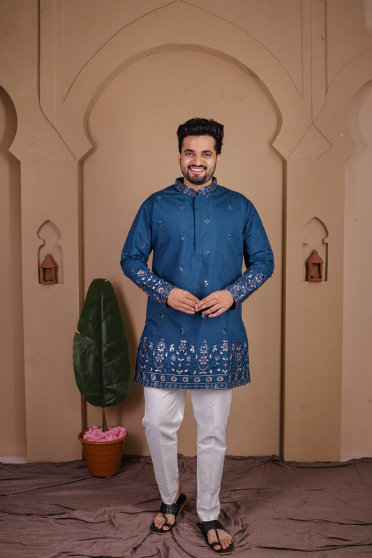 Artisan Kurta with Intricate Tree & Nature-Inspired Embroidery