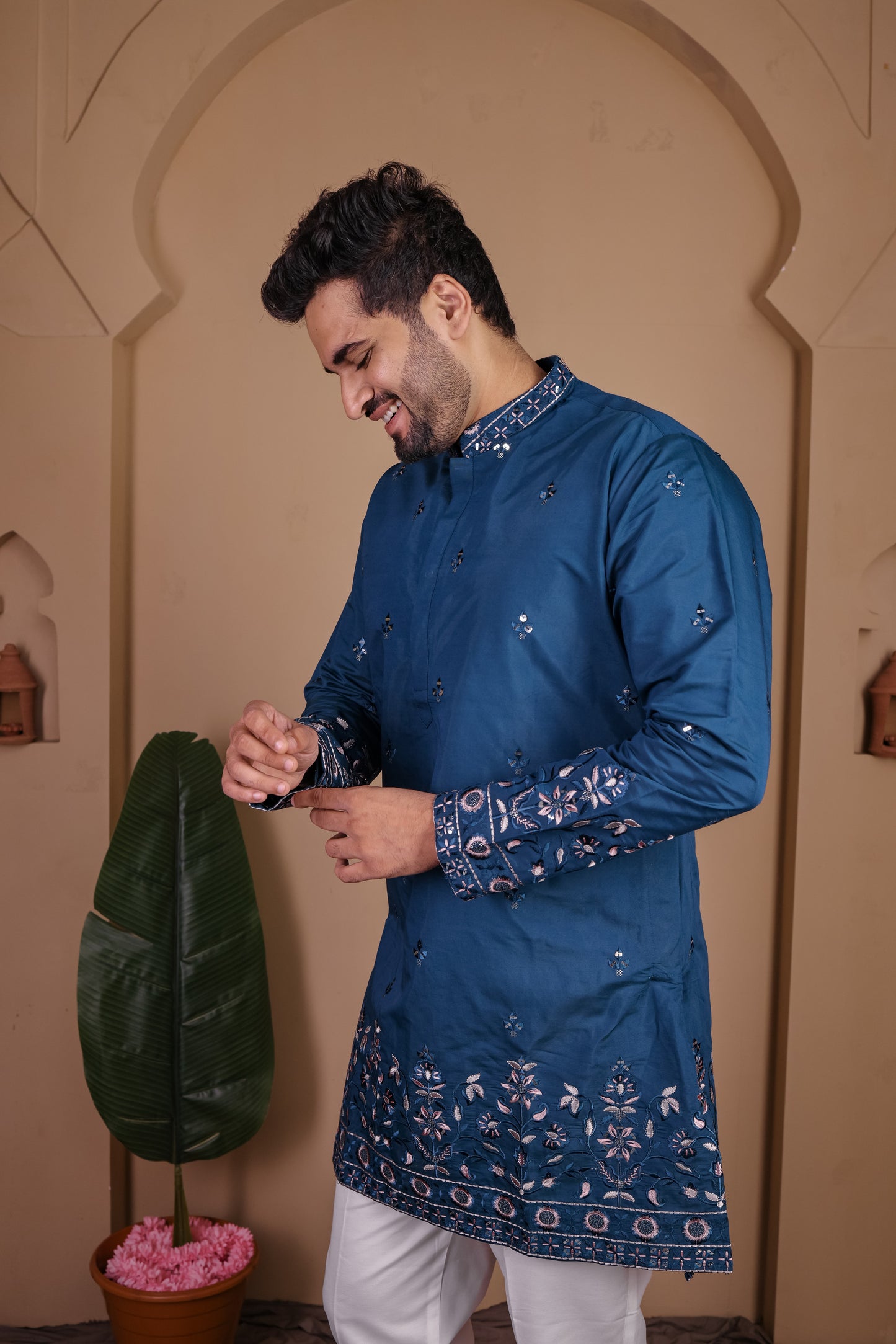 Artisan Kurta with Intricate Tree & Nature-Inspired Embroidery