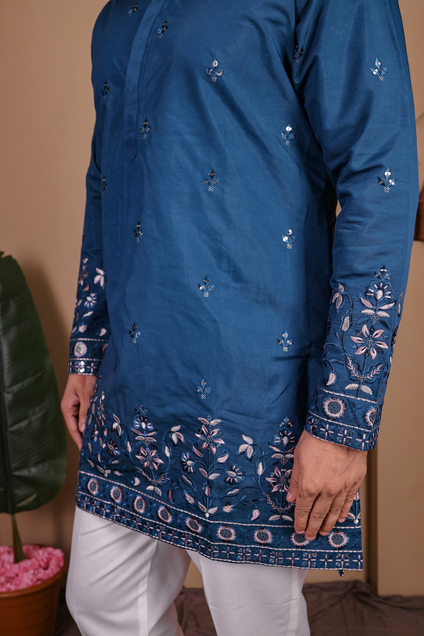 Artisan Kurta with Intricate Tree & Nature-Inspired Embroidery
