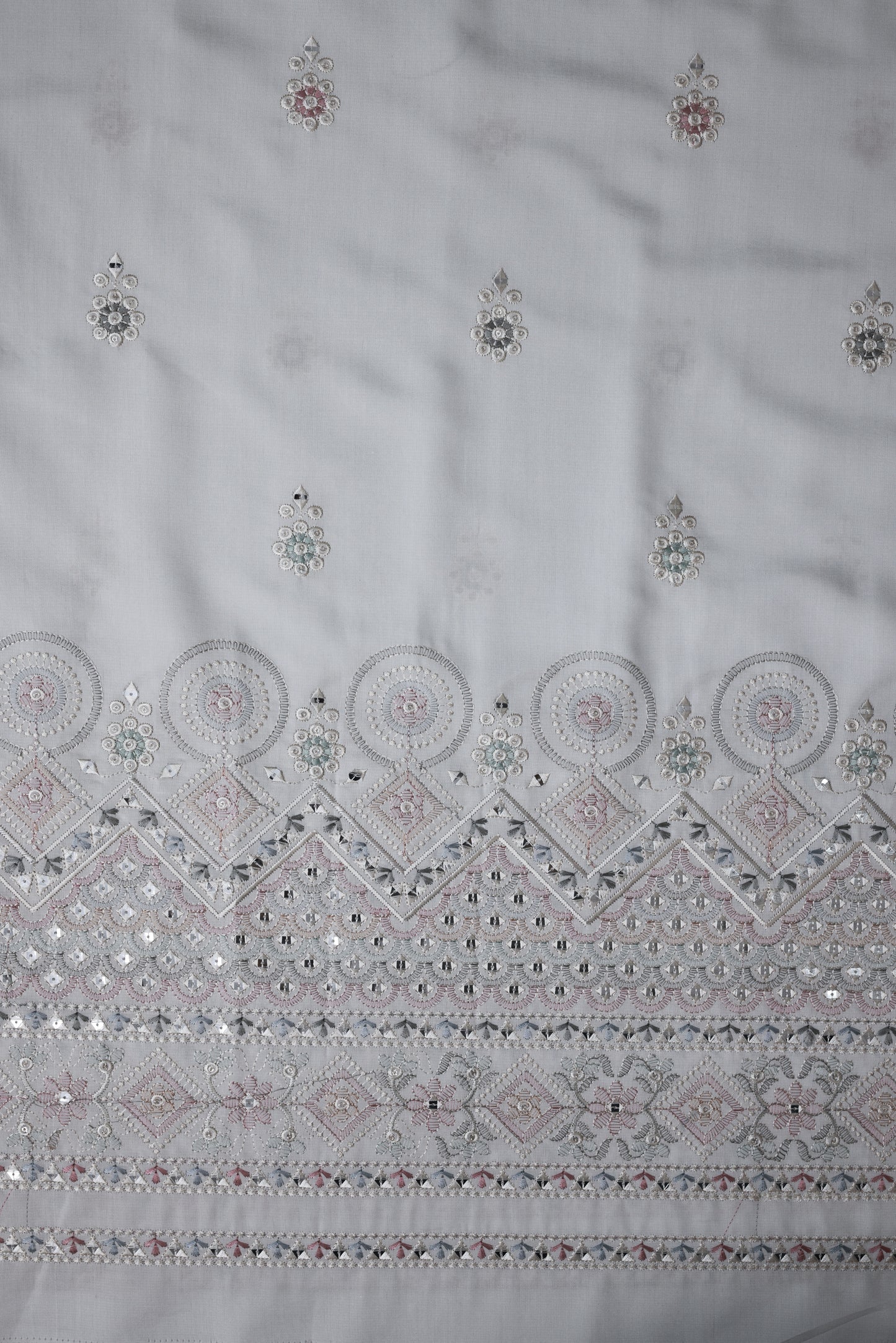 Embroidered Fabric with Sequin & Mirror Work Detailing