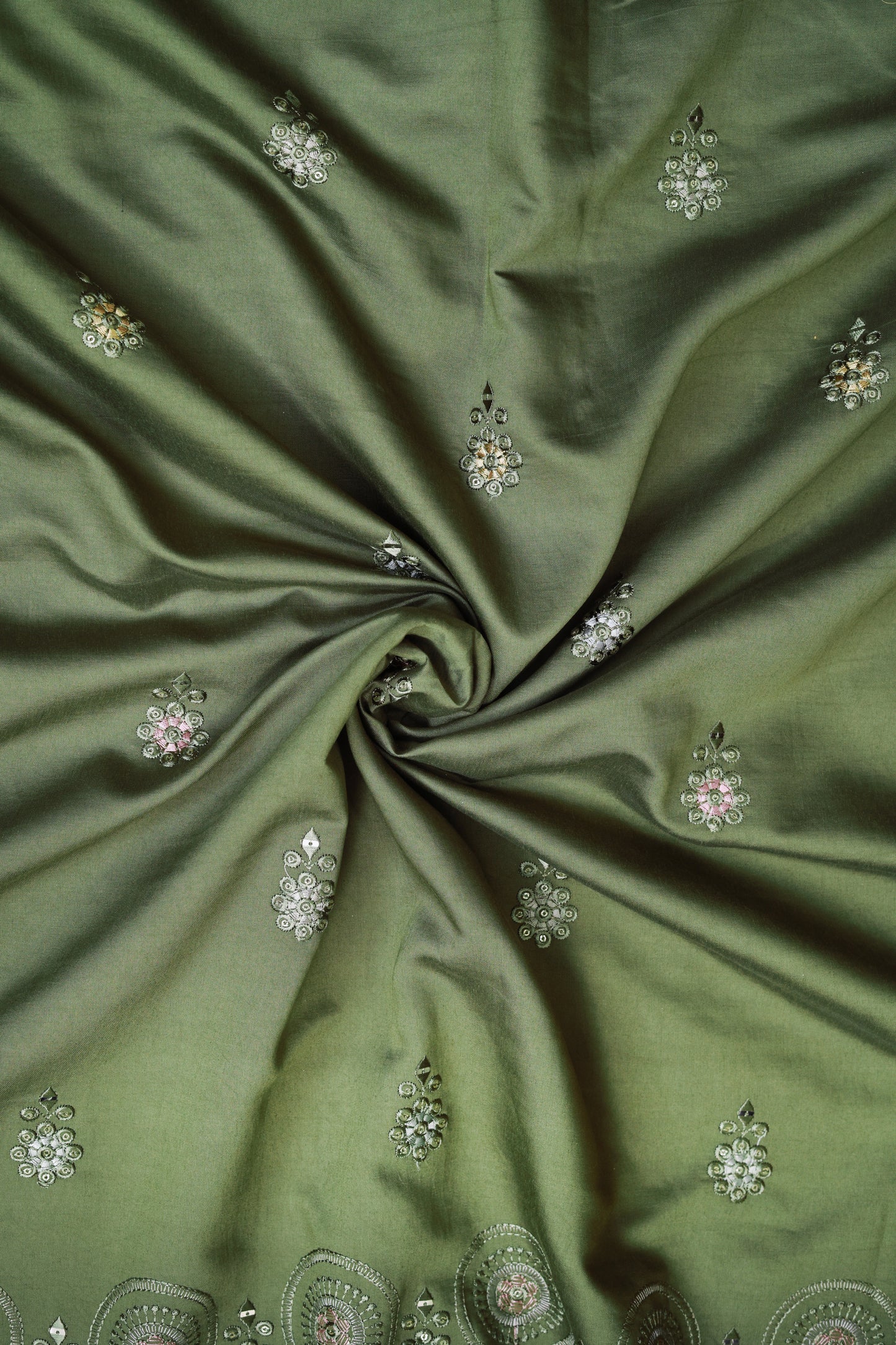 Embroidered Fabric with Sequin & Mirror Work Detailing