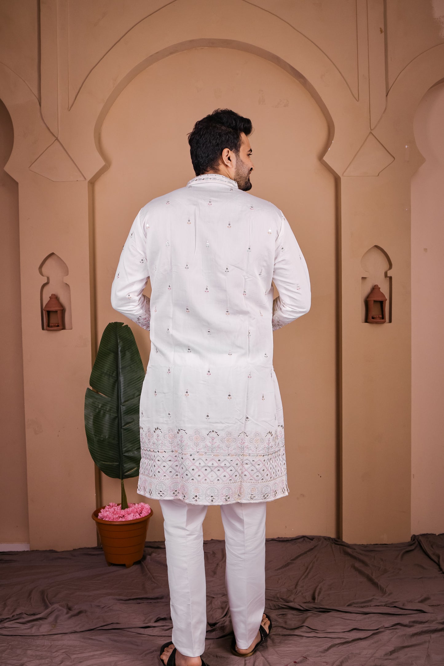 Festive Kurta with Symmetrical Thread Embroidery