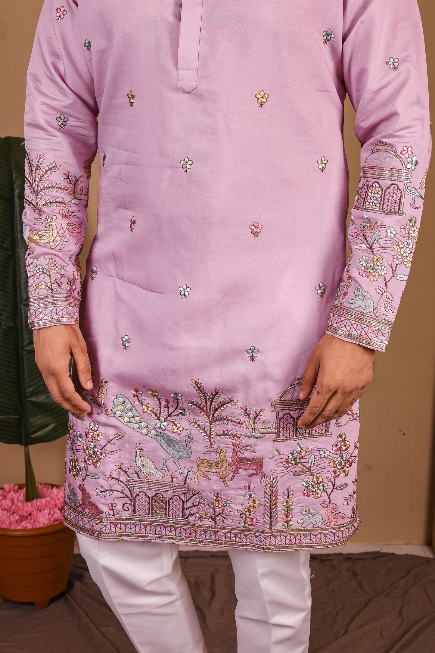 Intricate Animalia & Botanical Kurta