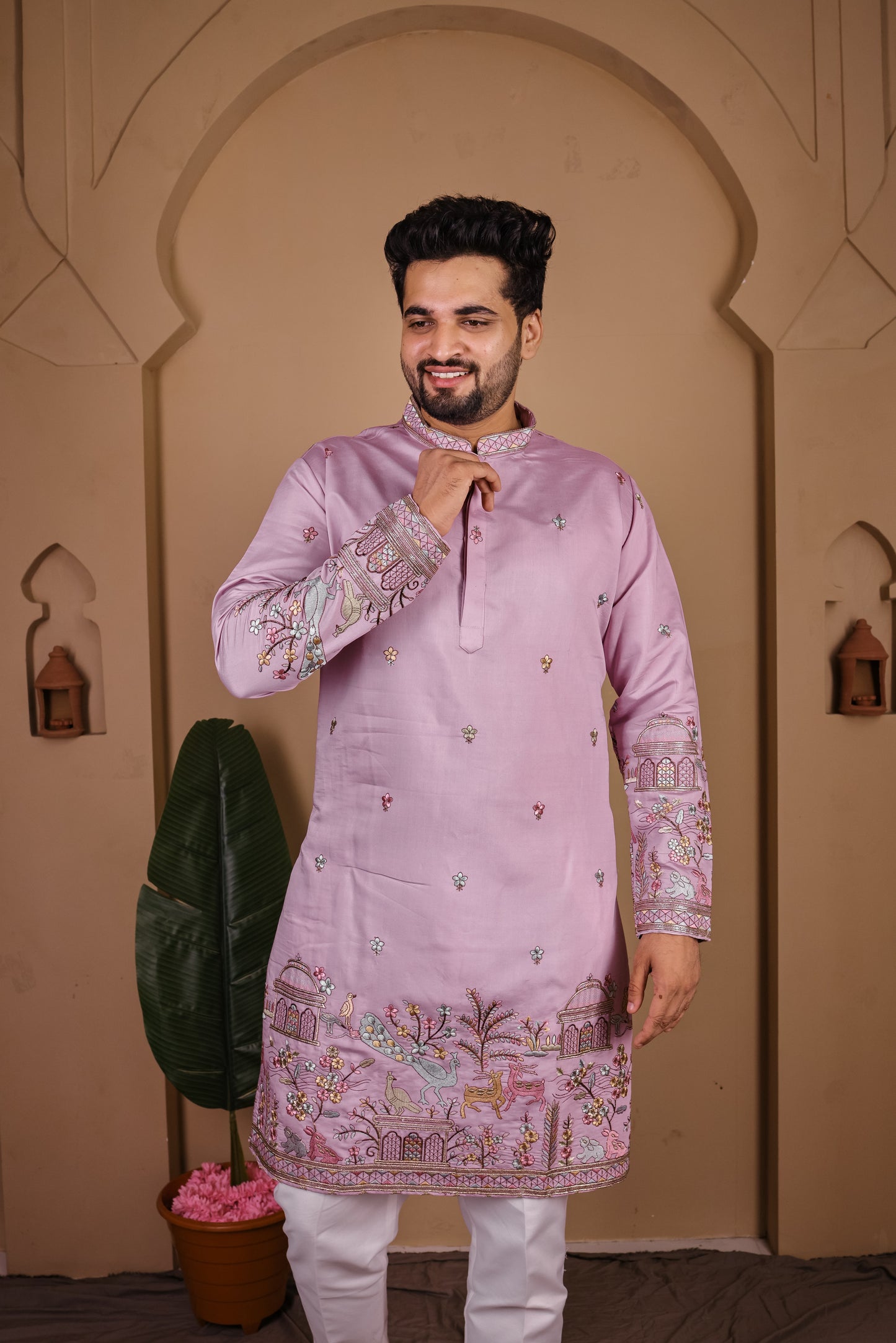 Intricate Animalia & Botanical Kurta