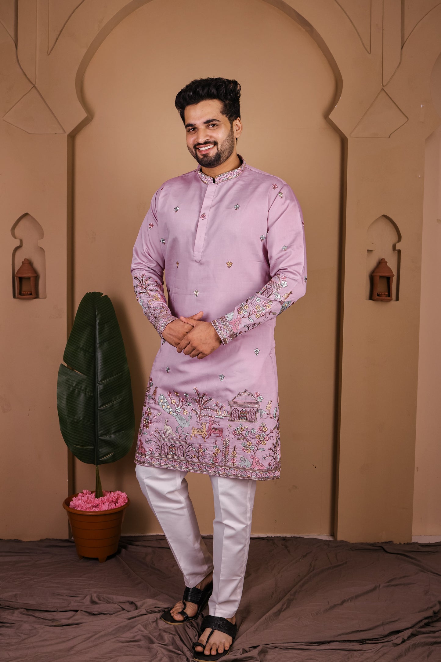 Intricate Animalia & Botanical Kurta