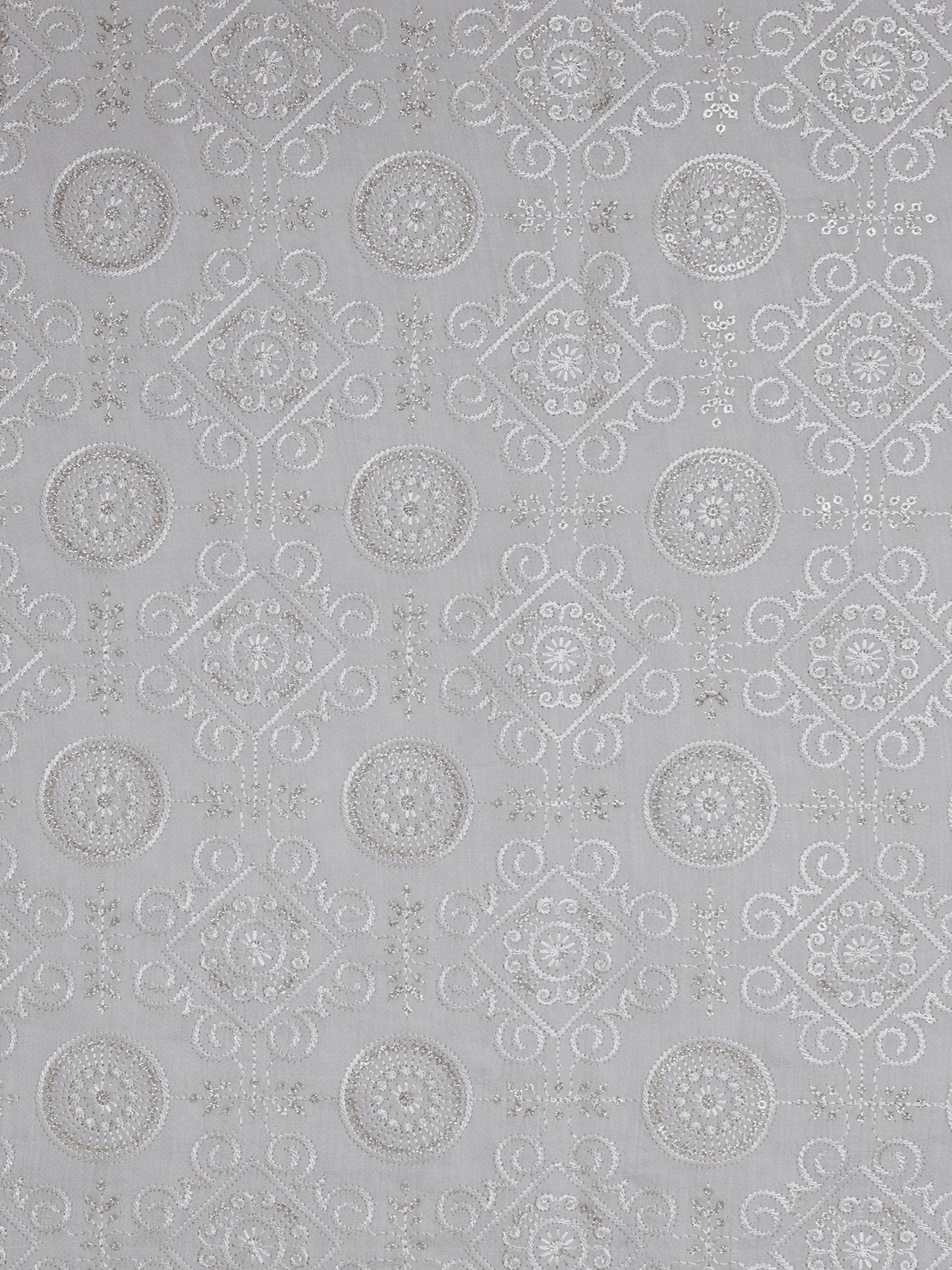 Embroidered Fabric with Geometric Floral Pattern