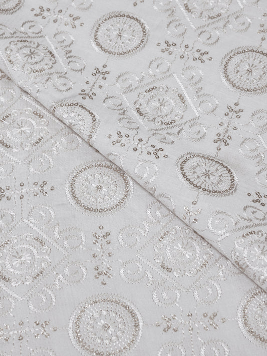 Embroidered Fabric with Geometric Floral Pattern