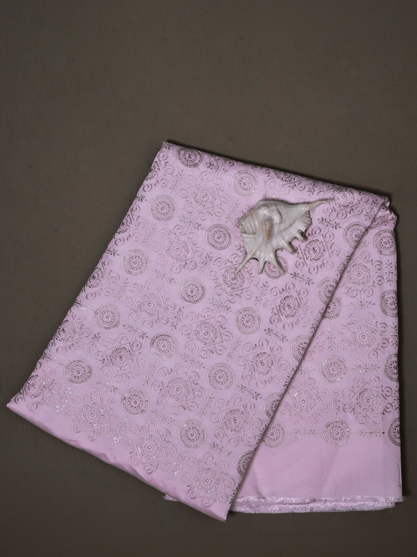 Embroidered Fabric with Geometric Floral Pattern