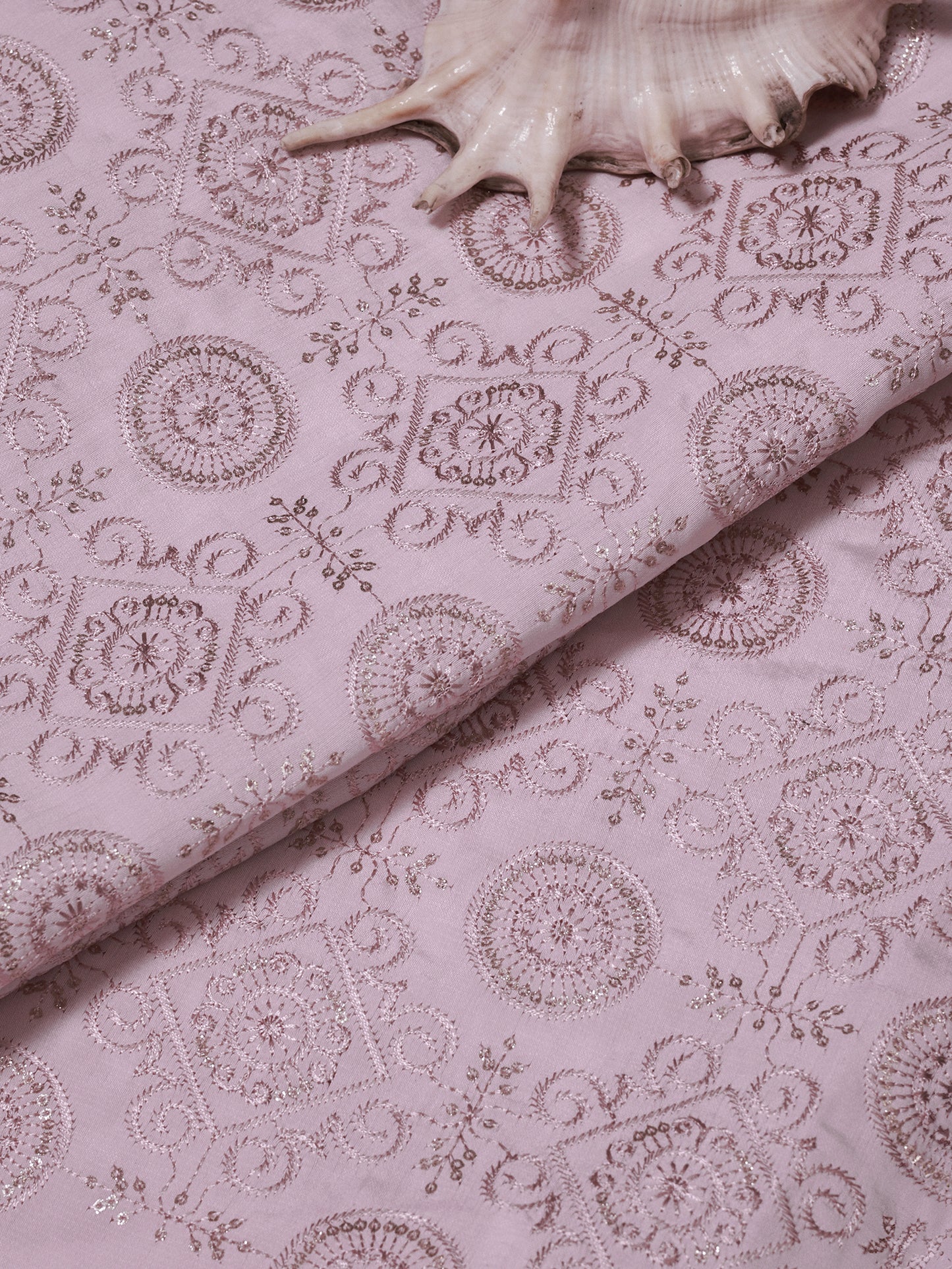 Embroidered Fabric with Geometric Floral Pattern