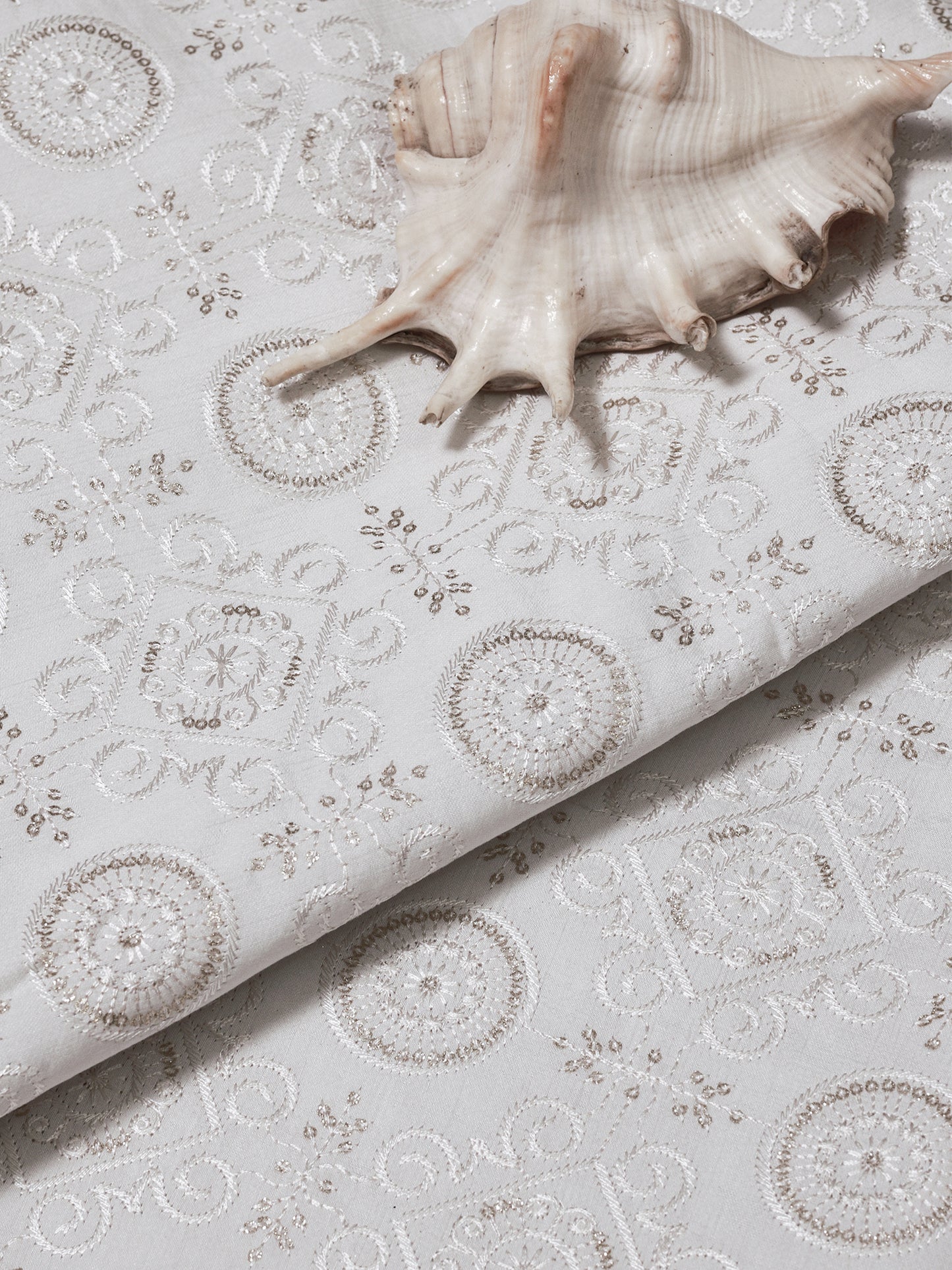 Embroidered Fabric with Geometric Floral Pattern