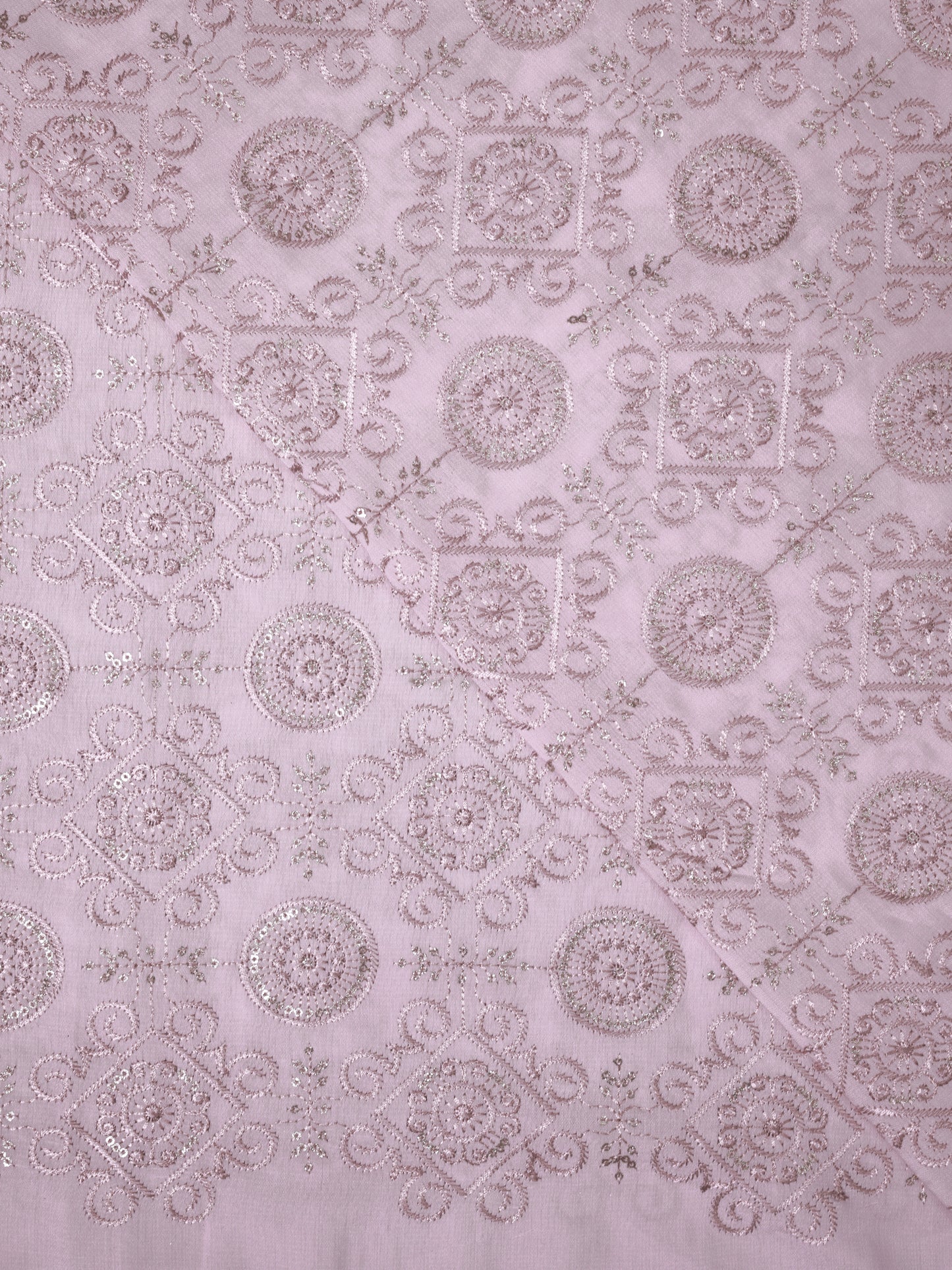 Embroidered Fabric with Geometric Floral Pattern