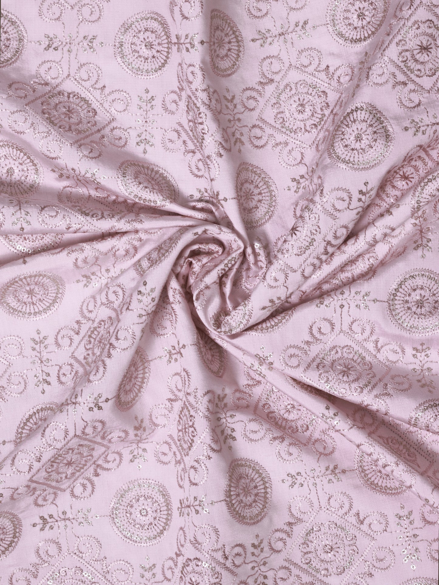 Embroidered Fabric with Geometric Floral Pattern