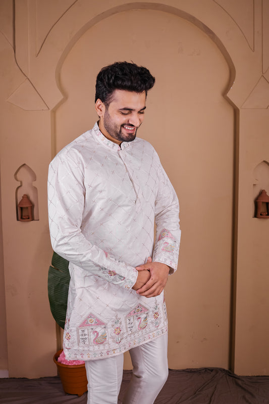 Argyle Jaal with Jharokha Motif Kurta