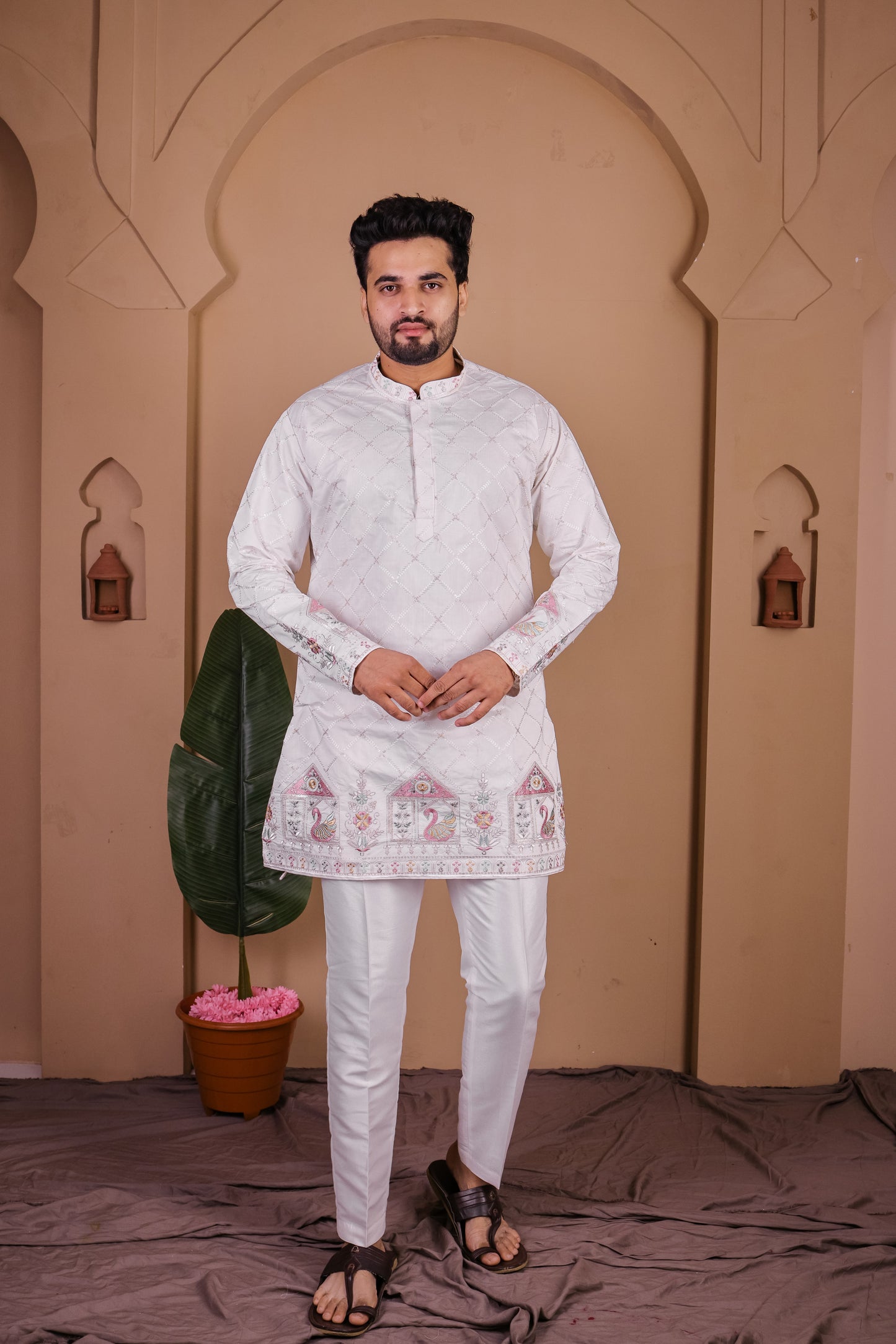 Argyle Jaal with Jharokha Motif Kurta