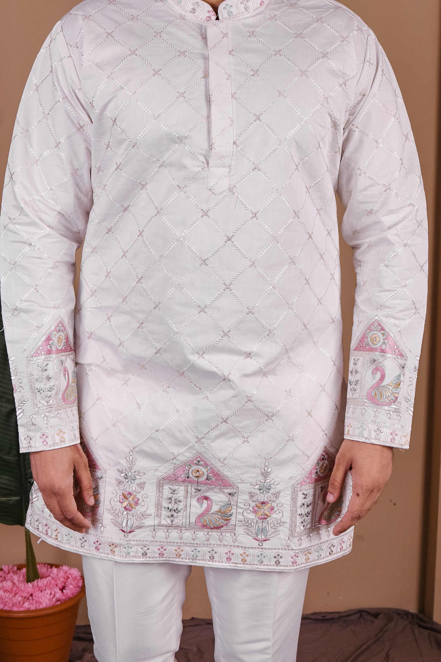 Argyle Jaal with Jharokha Motif Kurta