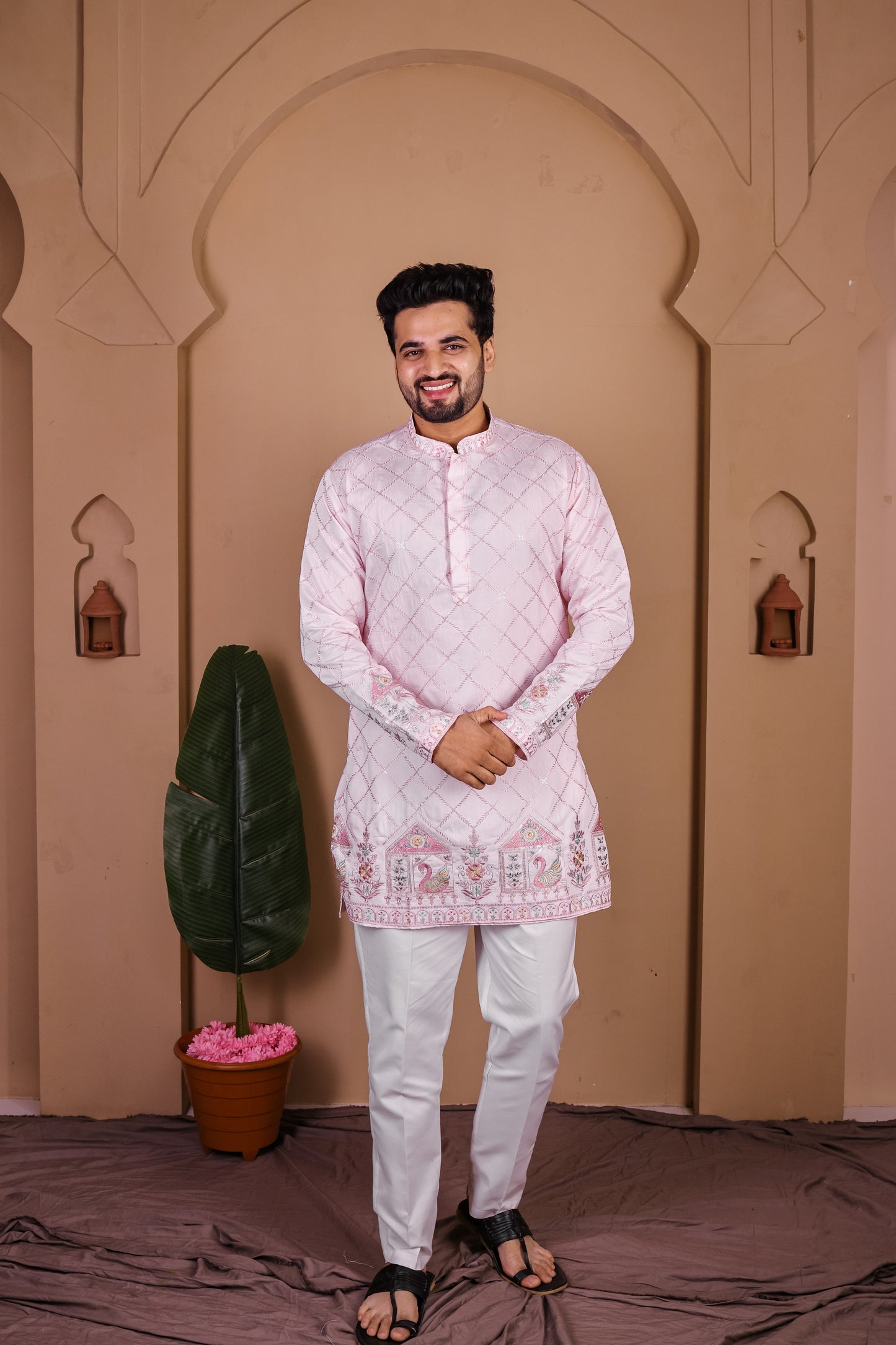 Argyle Jaal with Jharokha Motif Kurta
