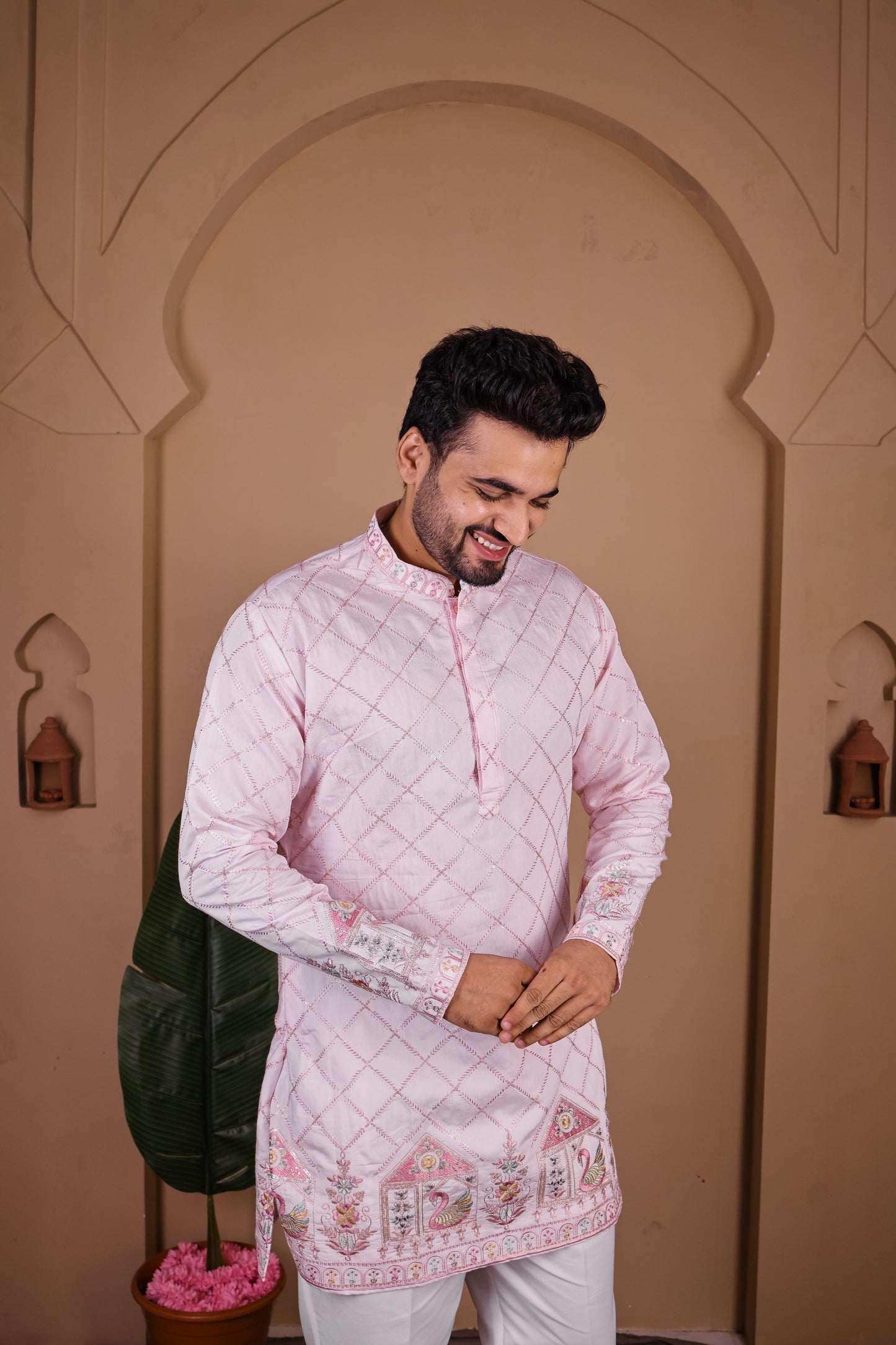 Argyle Jaal with Jharokha Motif Kurta