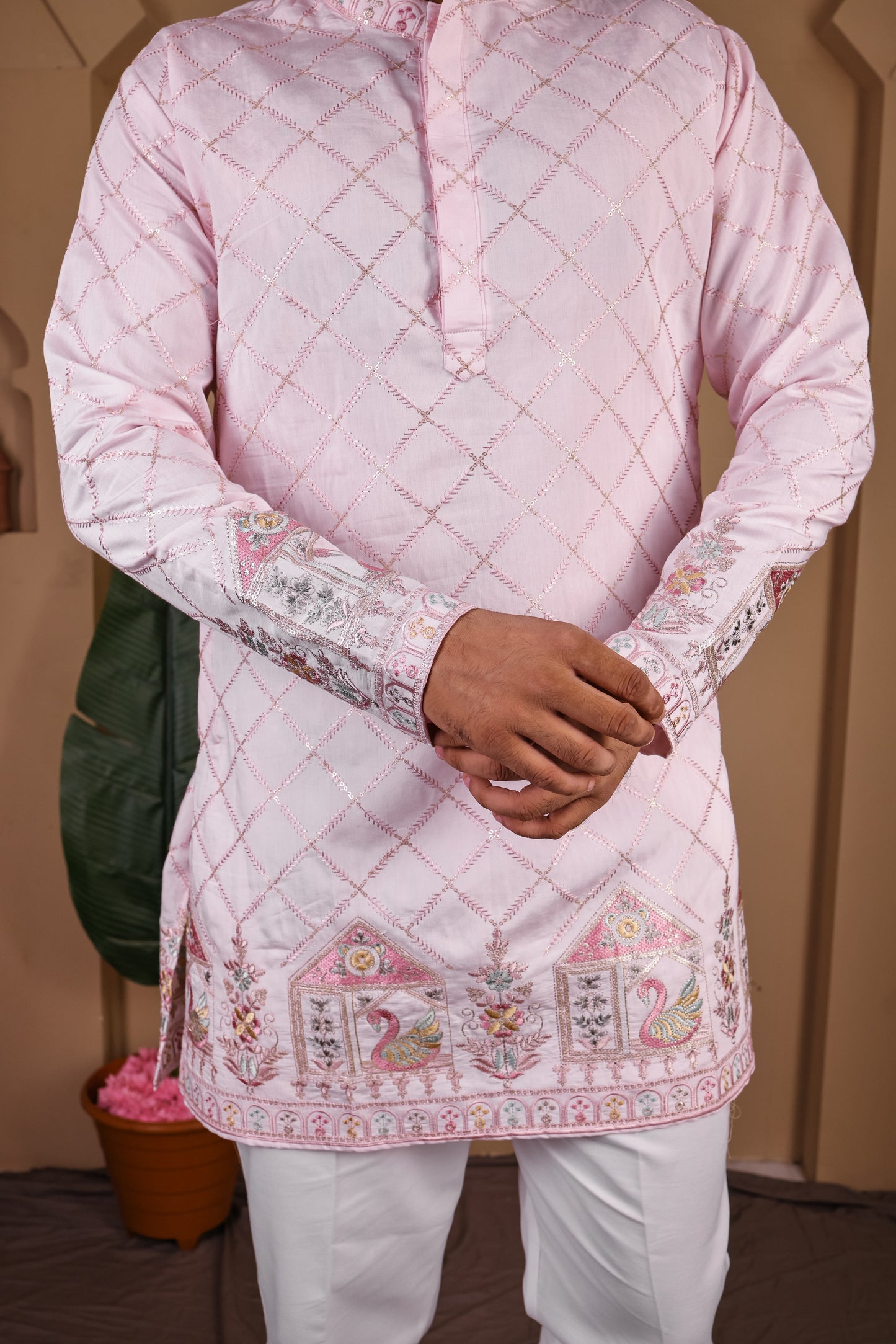Argyle Jaal with Jharokha Motif Kurta