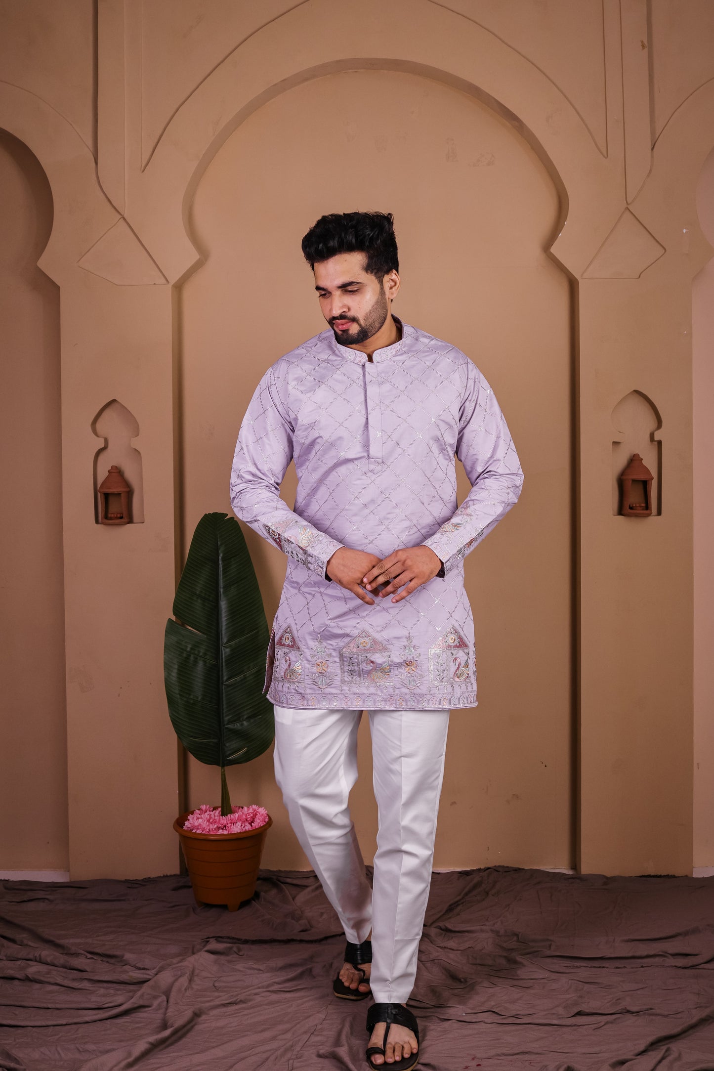 Argyle Jaal with Jharokha Motif Kurta