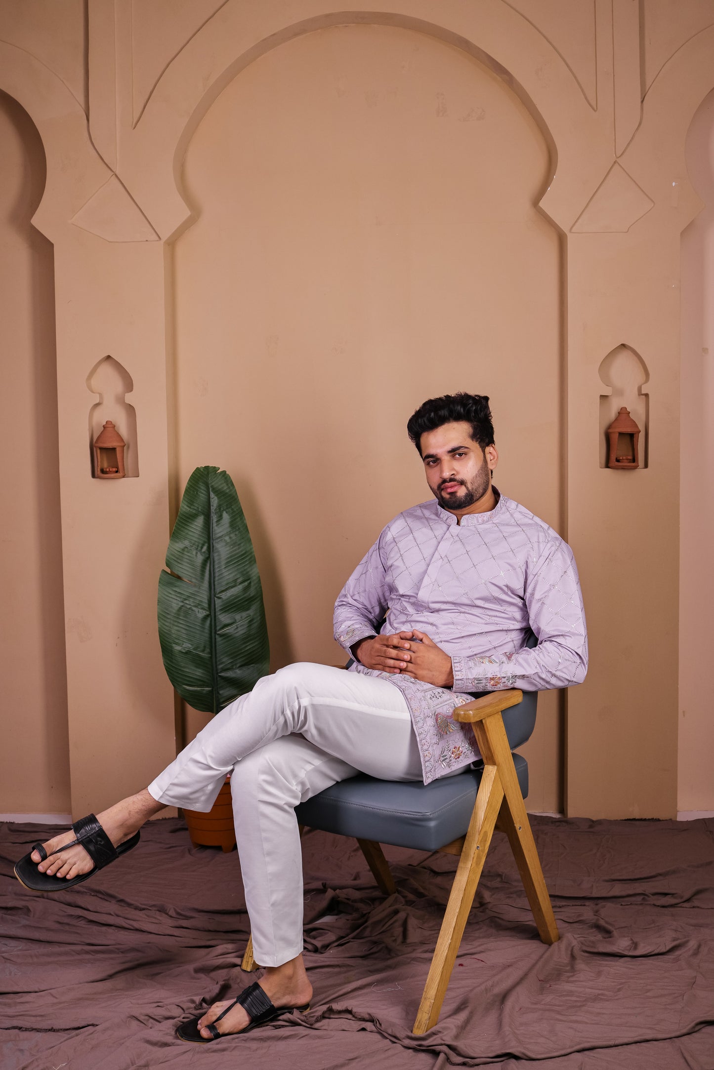 Argyle Jaal with Jharokha Motif Kurta