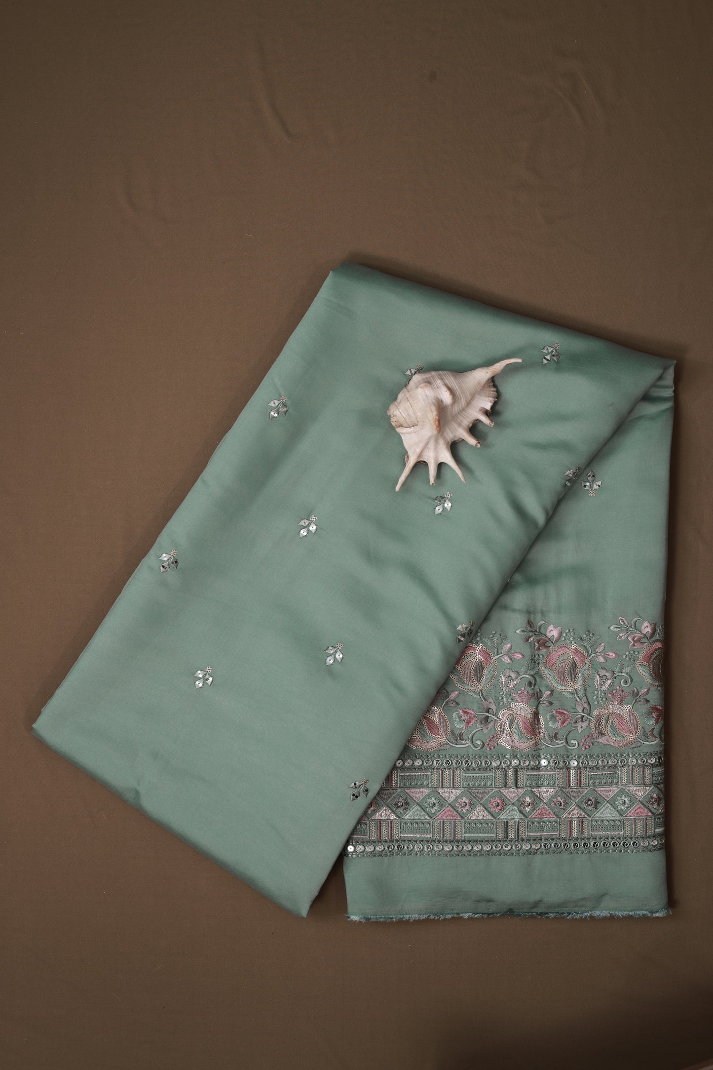Embroidered Fabric with Floral Sequin Work