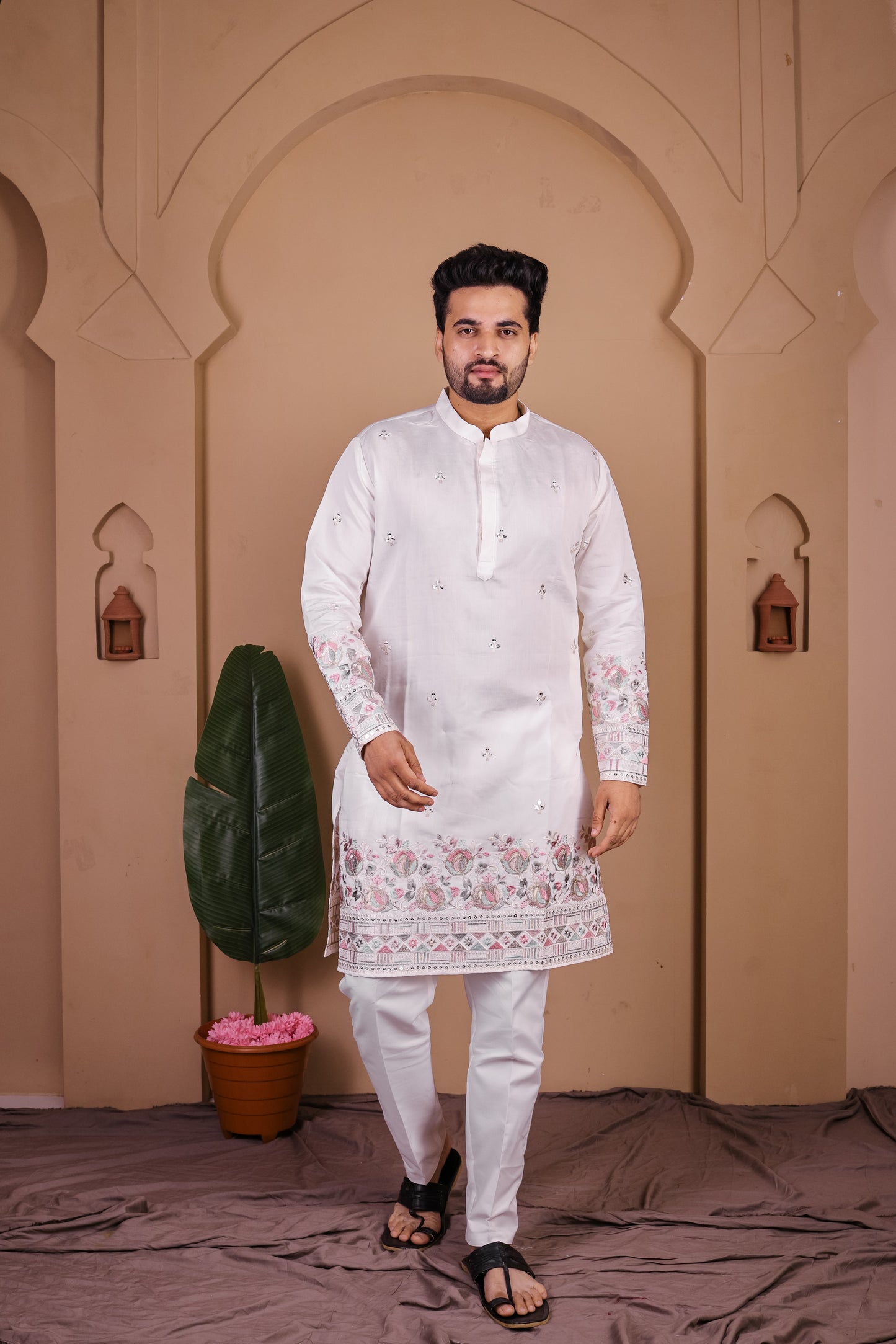 Starlit Paisley Mirror Work Kurta
