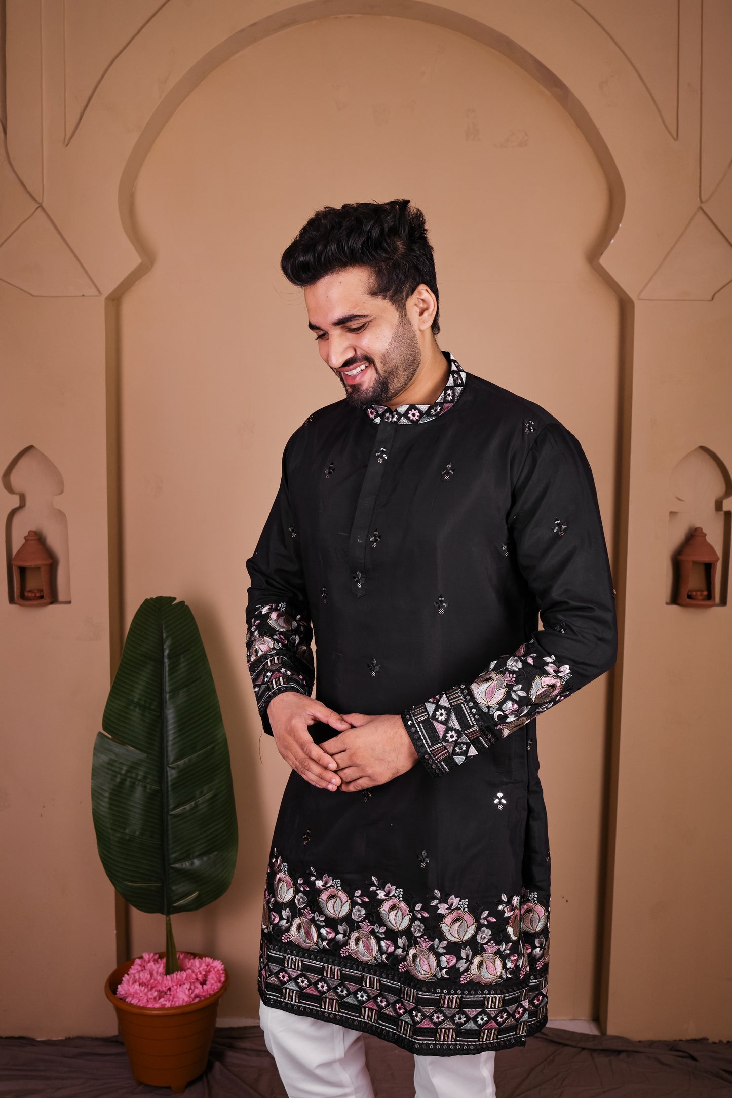 Starlit Paisley Mirror Work Kurta