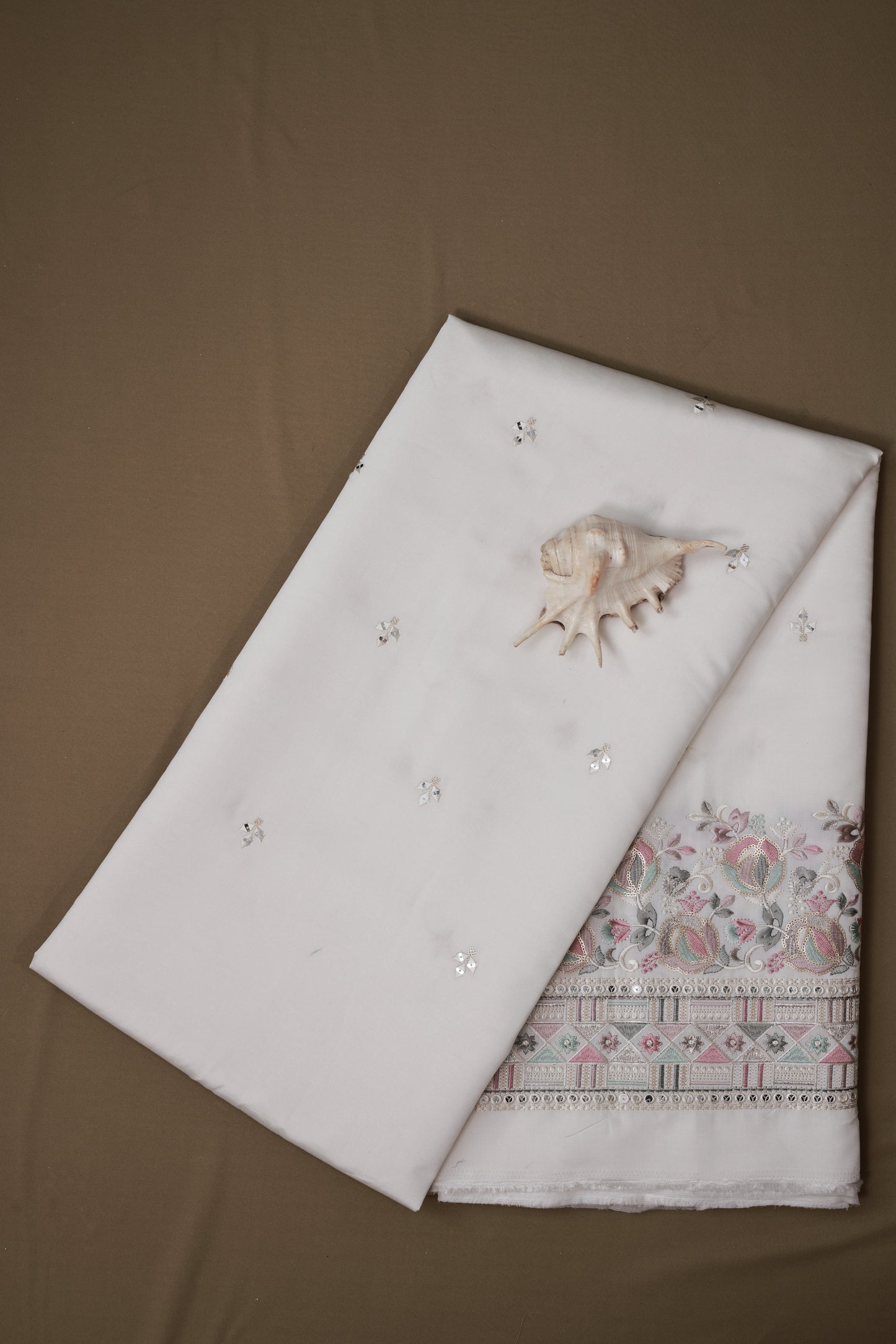 Embroidered Fabric with Floral Sequin Work
