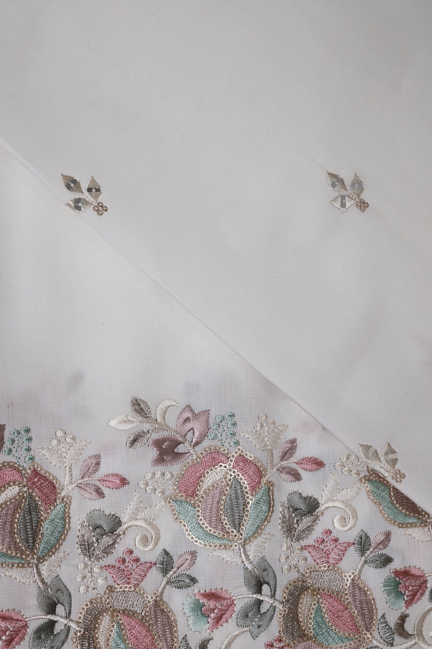 Embroidered Fabric with Floral Sequin Work