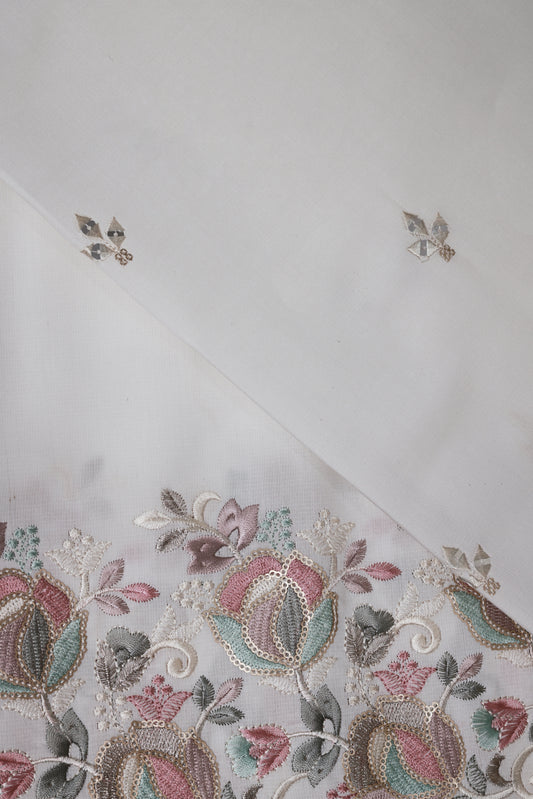 Embroidered Fabric with Floral Sequin Work