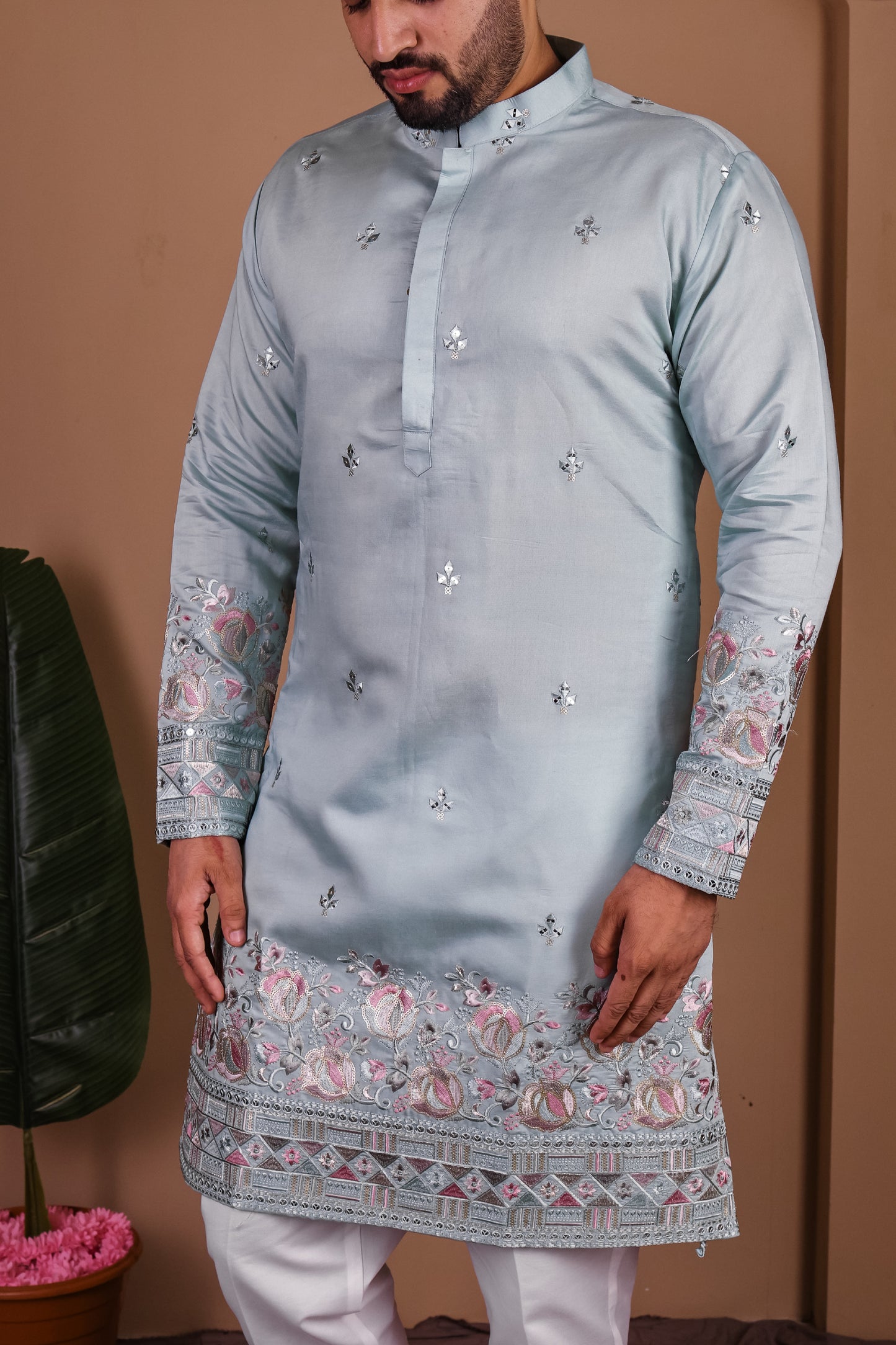 Starlit Paisley Mirror Work Kurta