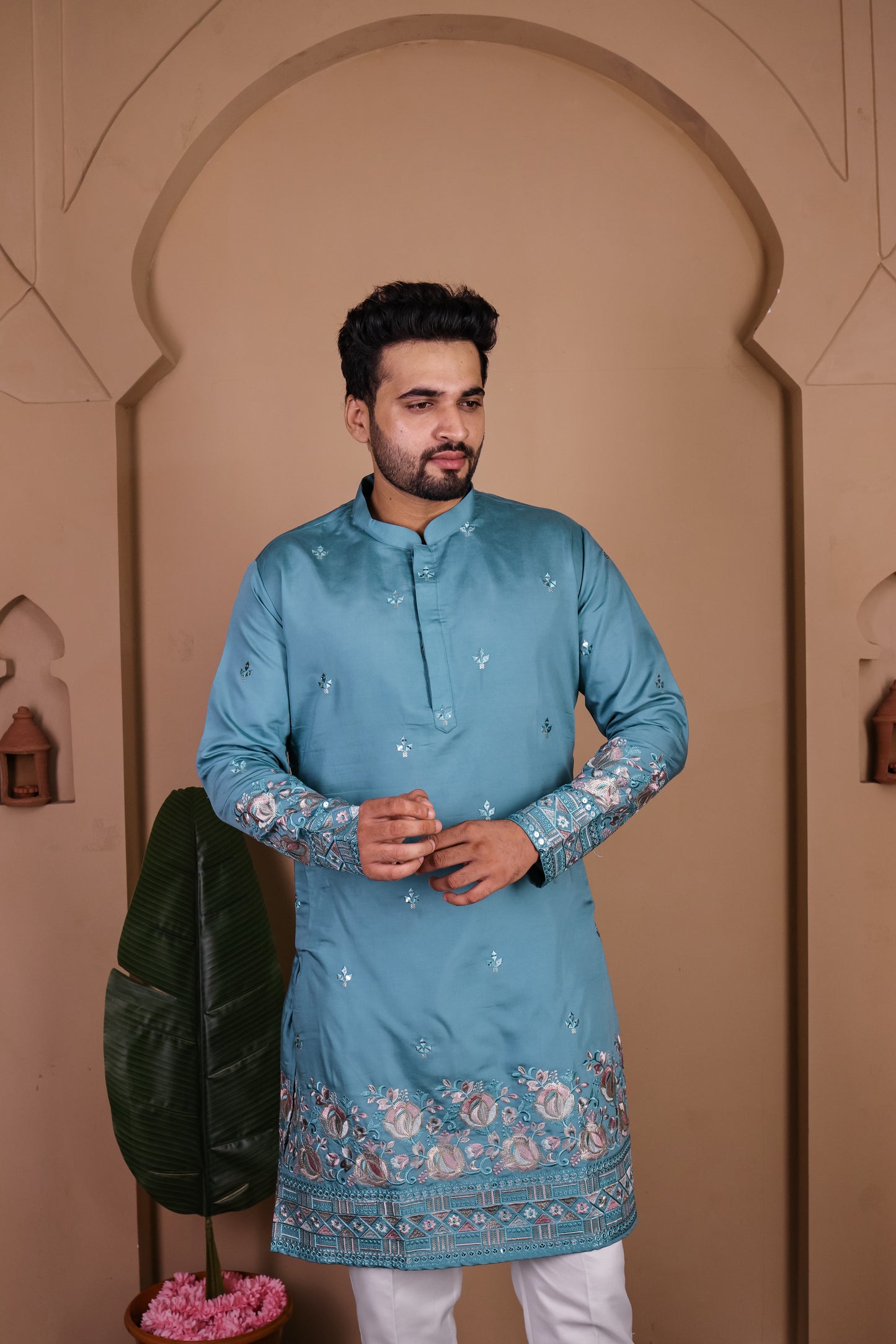 Starlit Paisley Mirror Work Kurta